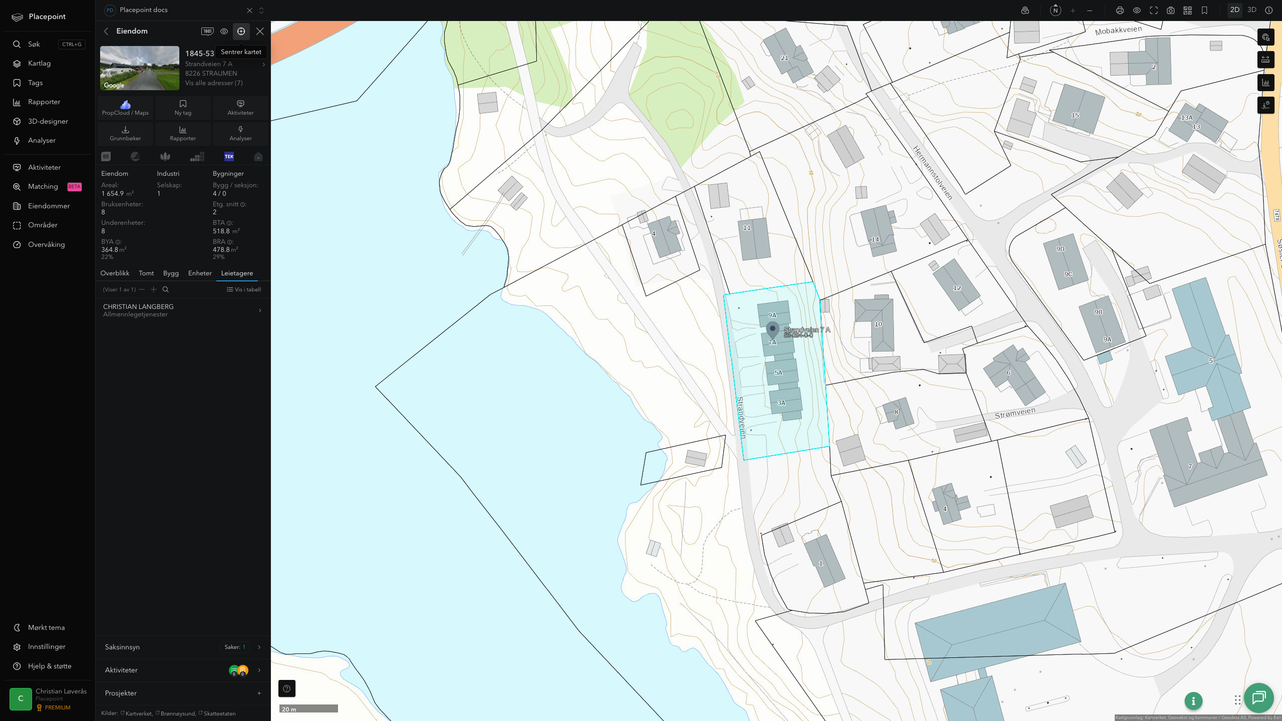 Eiendomspanel for en av Sørfold kommunes eiendommer