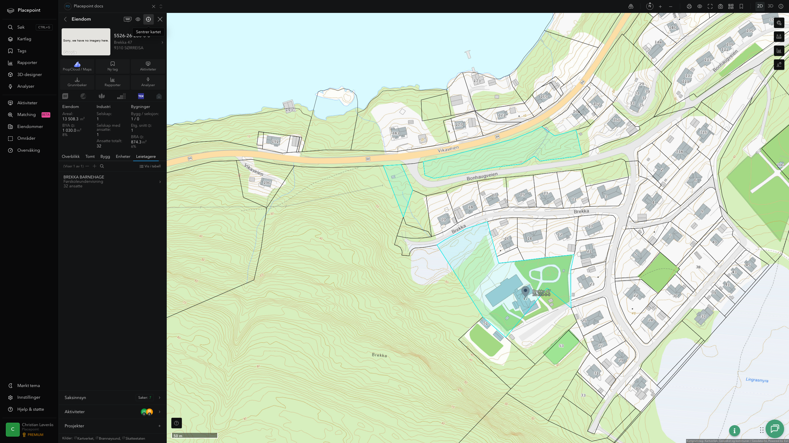 Eiendomspanel for en av Sørreisa kommunes eiendommer