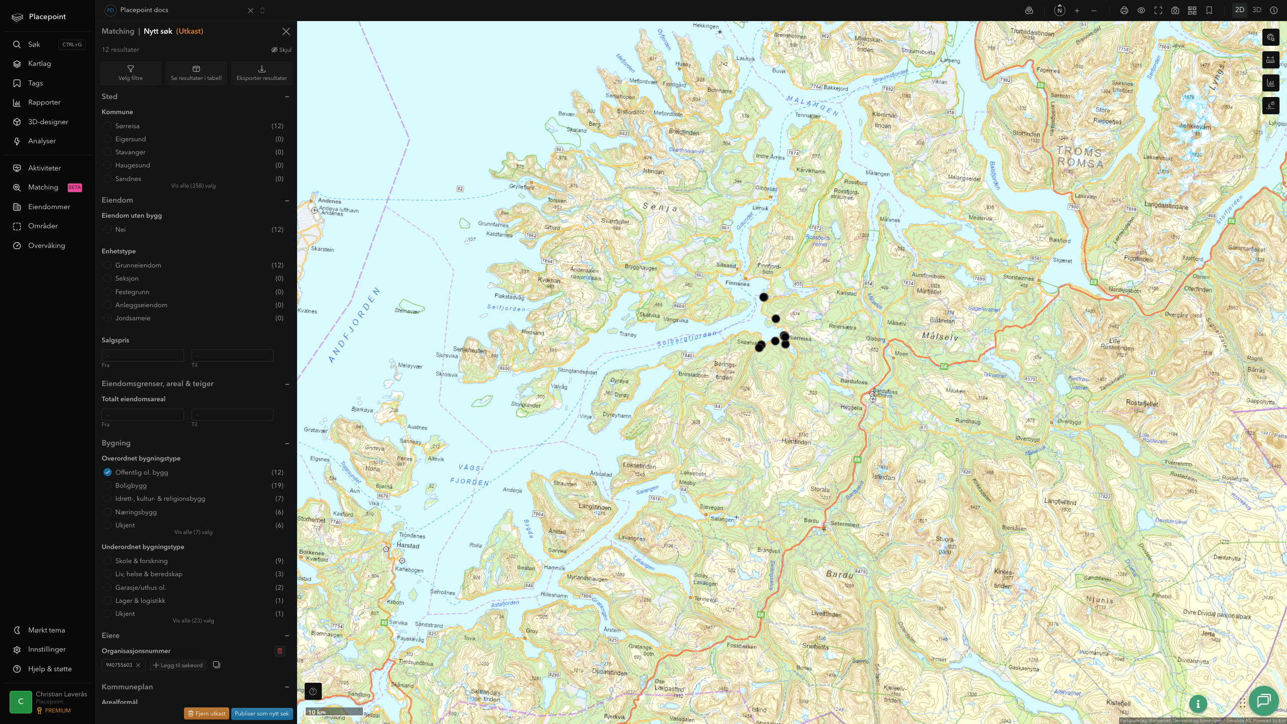 Matching-resultat for Sørreisa kommune
