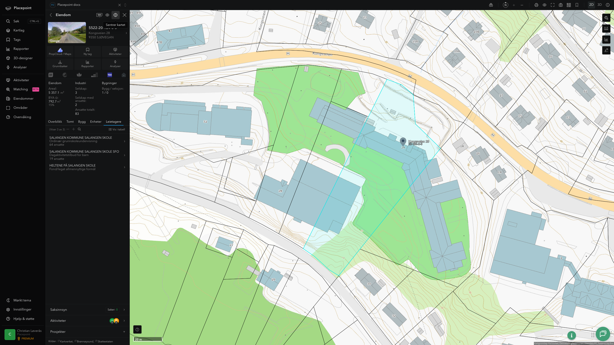 Eiendomspanel for en av Salangen kommunes eiendommer