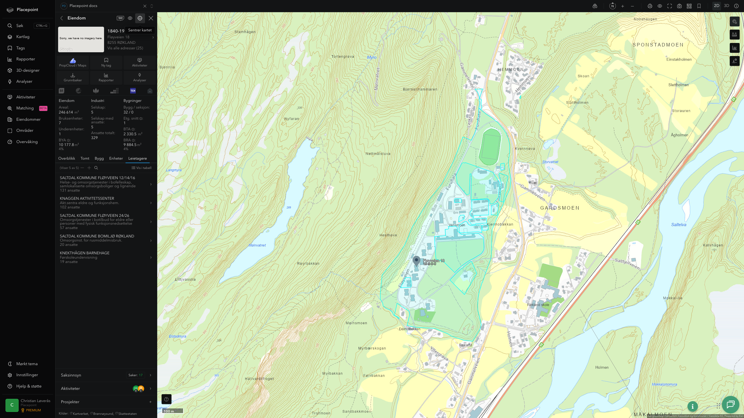 Eiendomspanel for en av Saltdal kommunes eiendommer