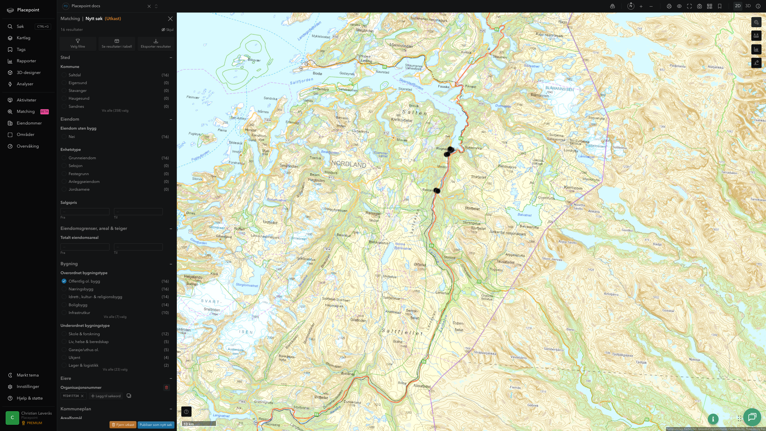 Matching-resultat for Saltdal kommune
