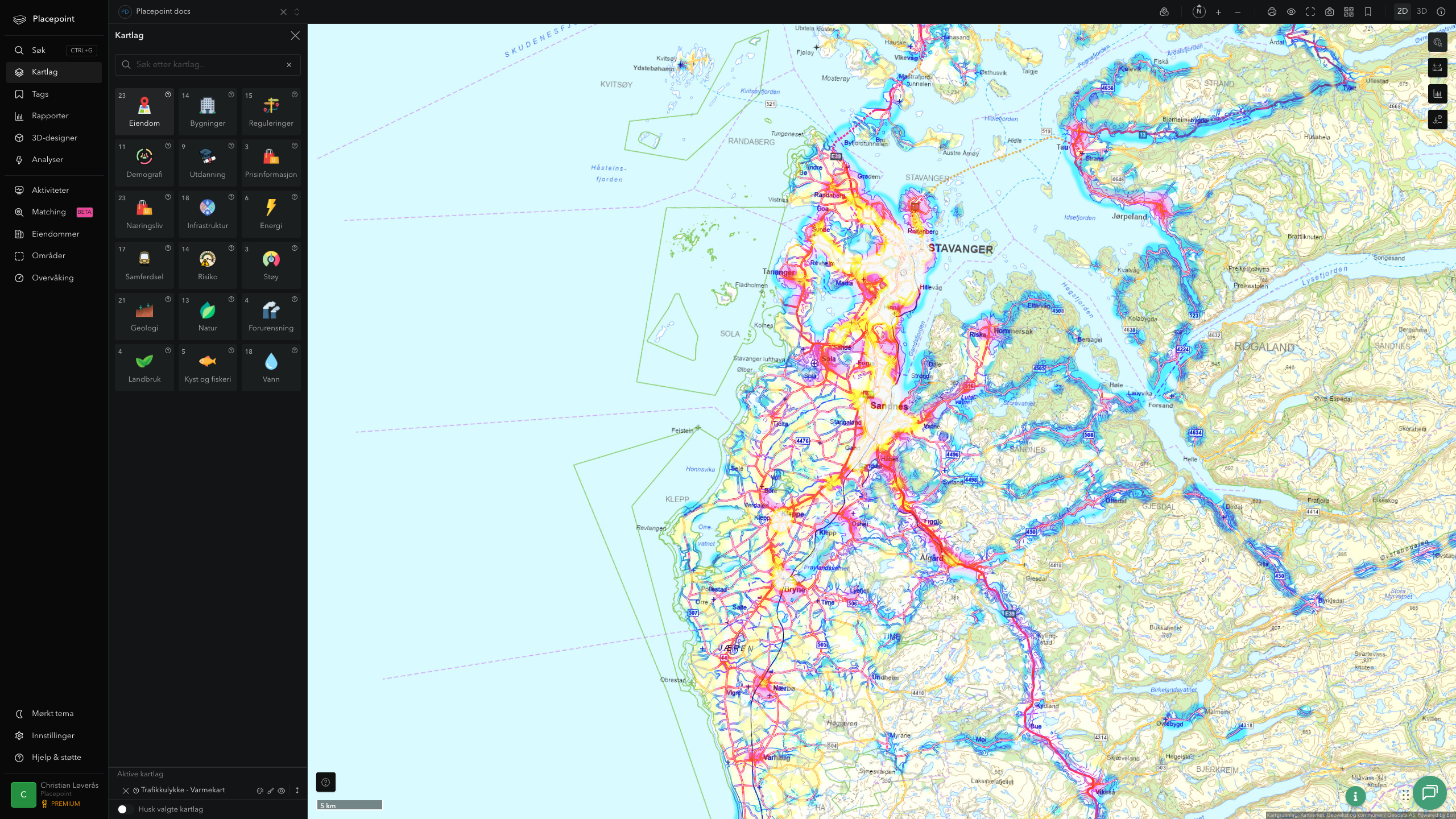 Sandnes - trafikkulykker (varmekart)