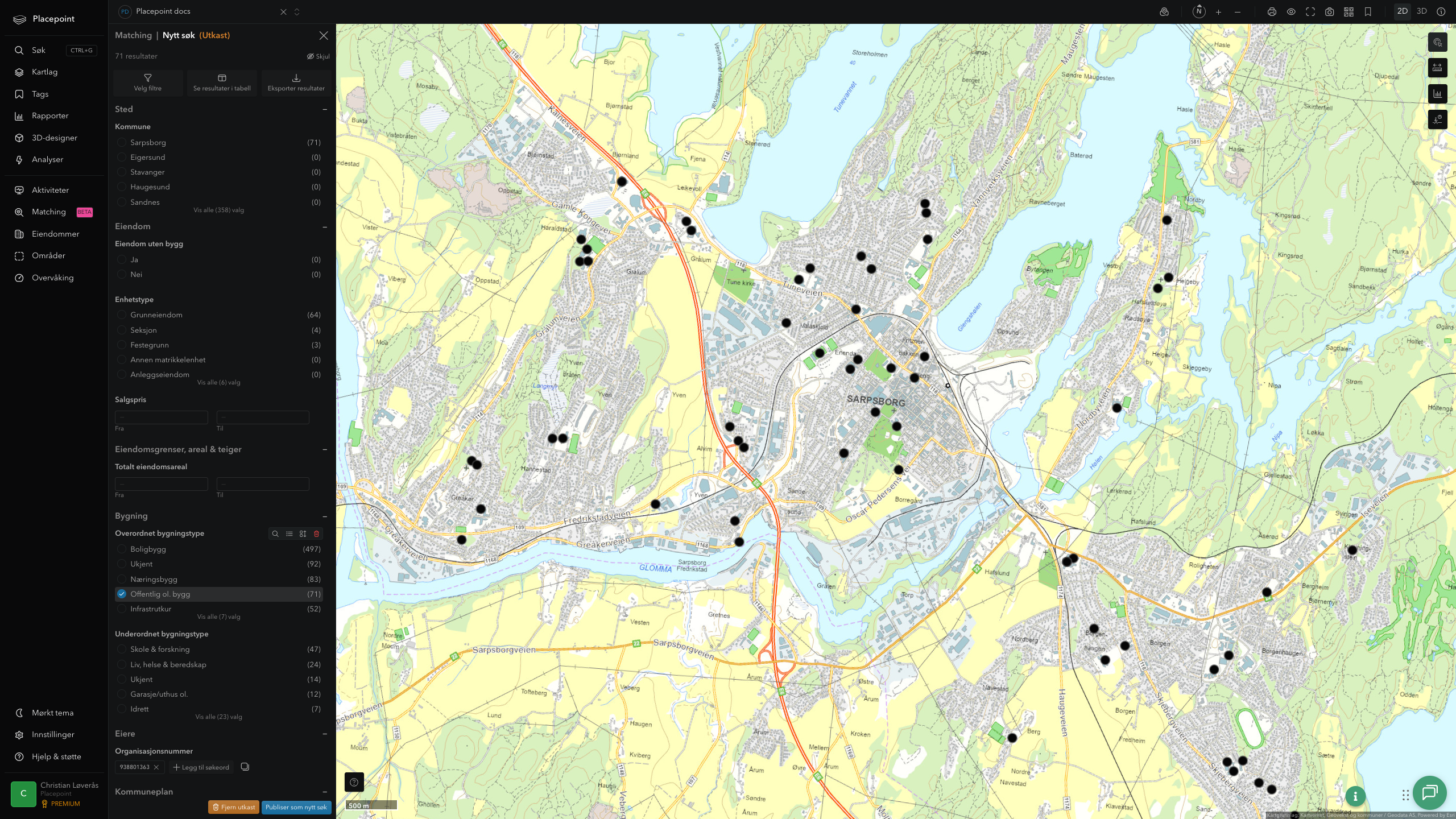 Sarpsborg - offentlige bygg, sentrumsnært