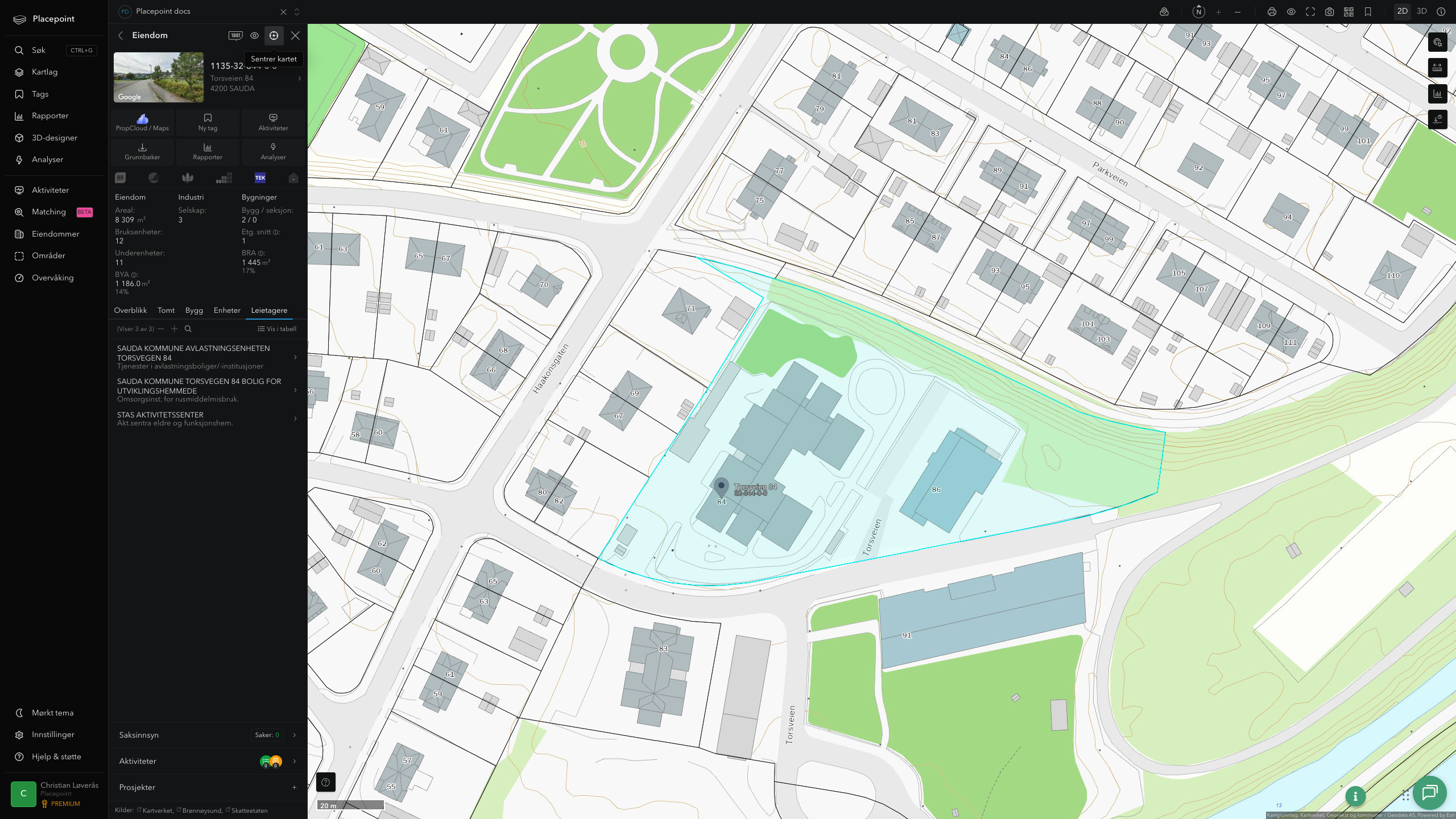 Eiendomspanel for en av Sauda kommunes eiendommer