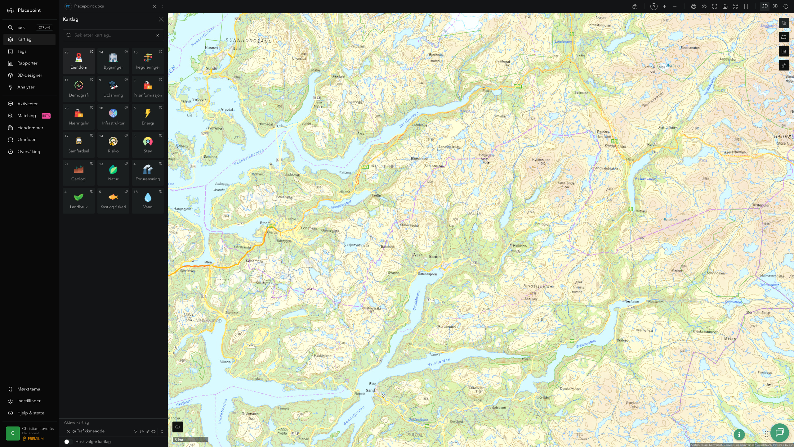 Sauda - trafikkmengde (ÅDT)