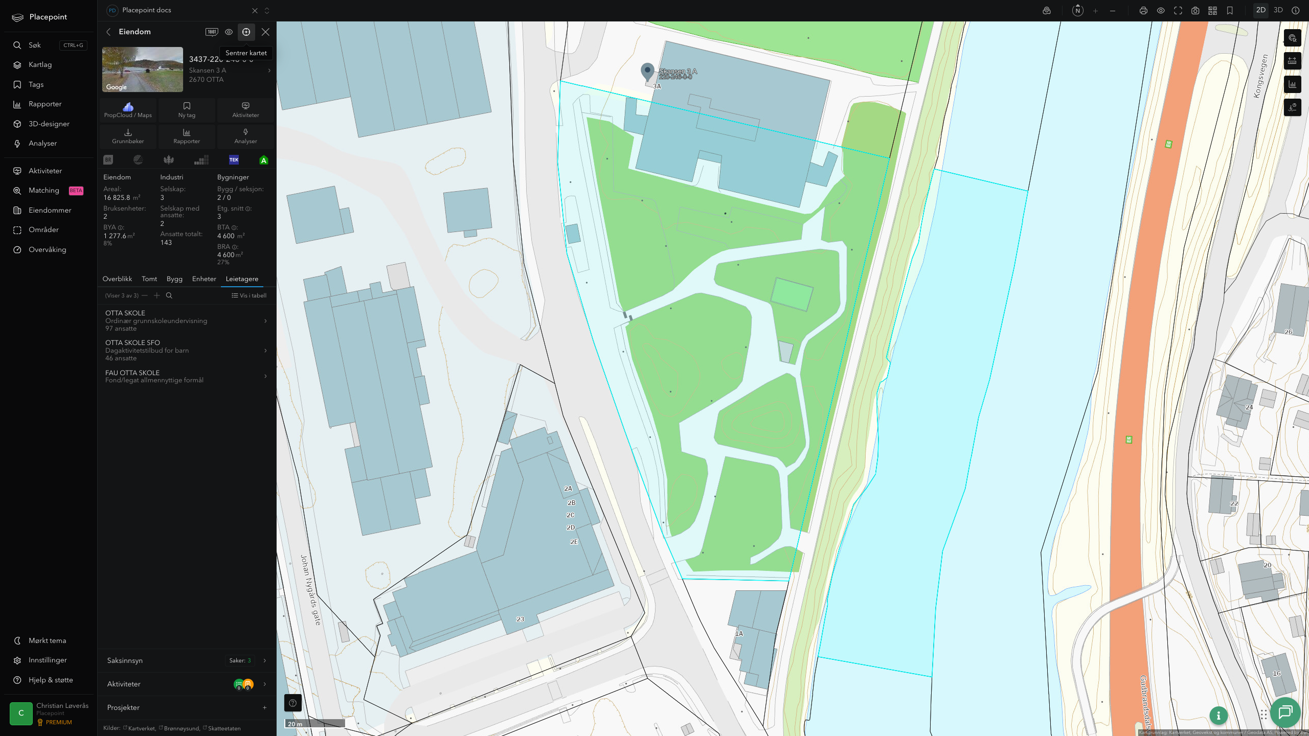 Eiendomspanel for en av Sel kommunes eiendommer