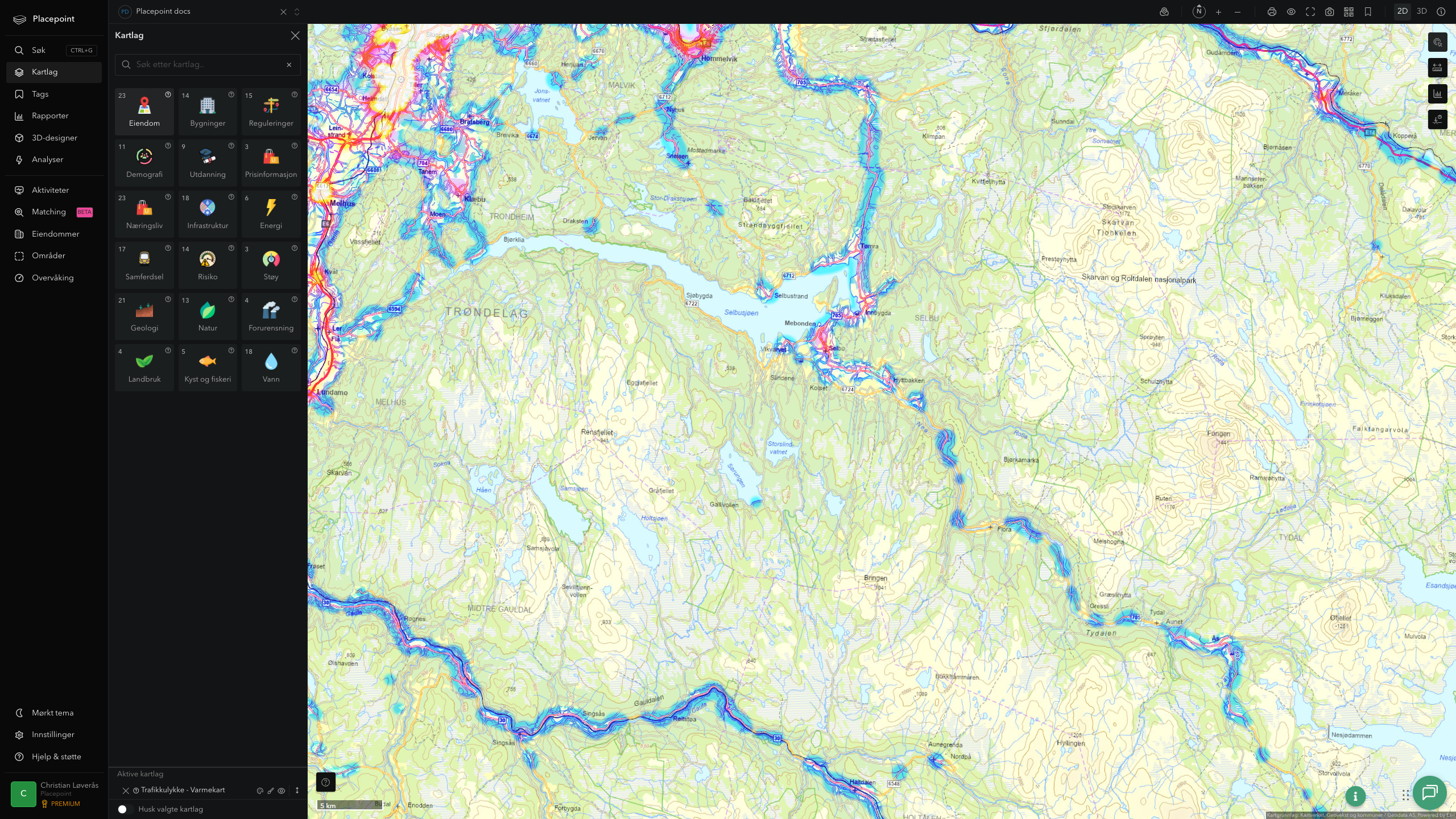 Selbu - trafikkulykker (varmekart)
