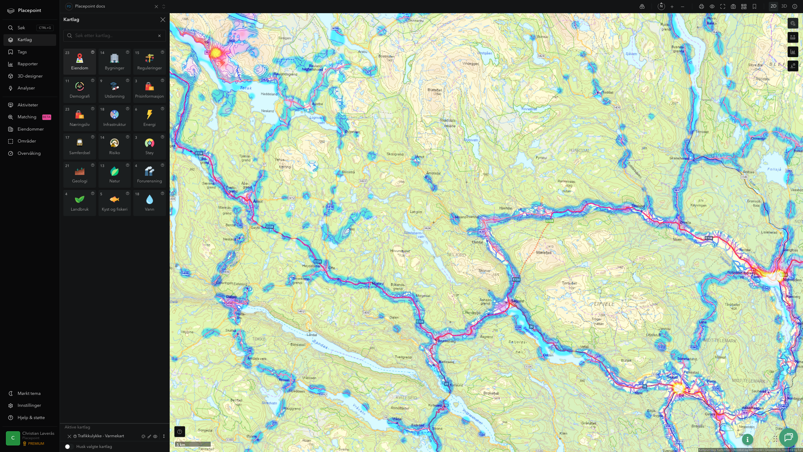 Seljord - trafikkulykker (varmekart)
