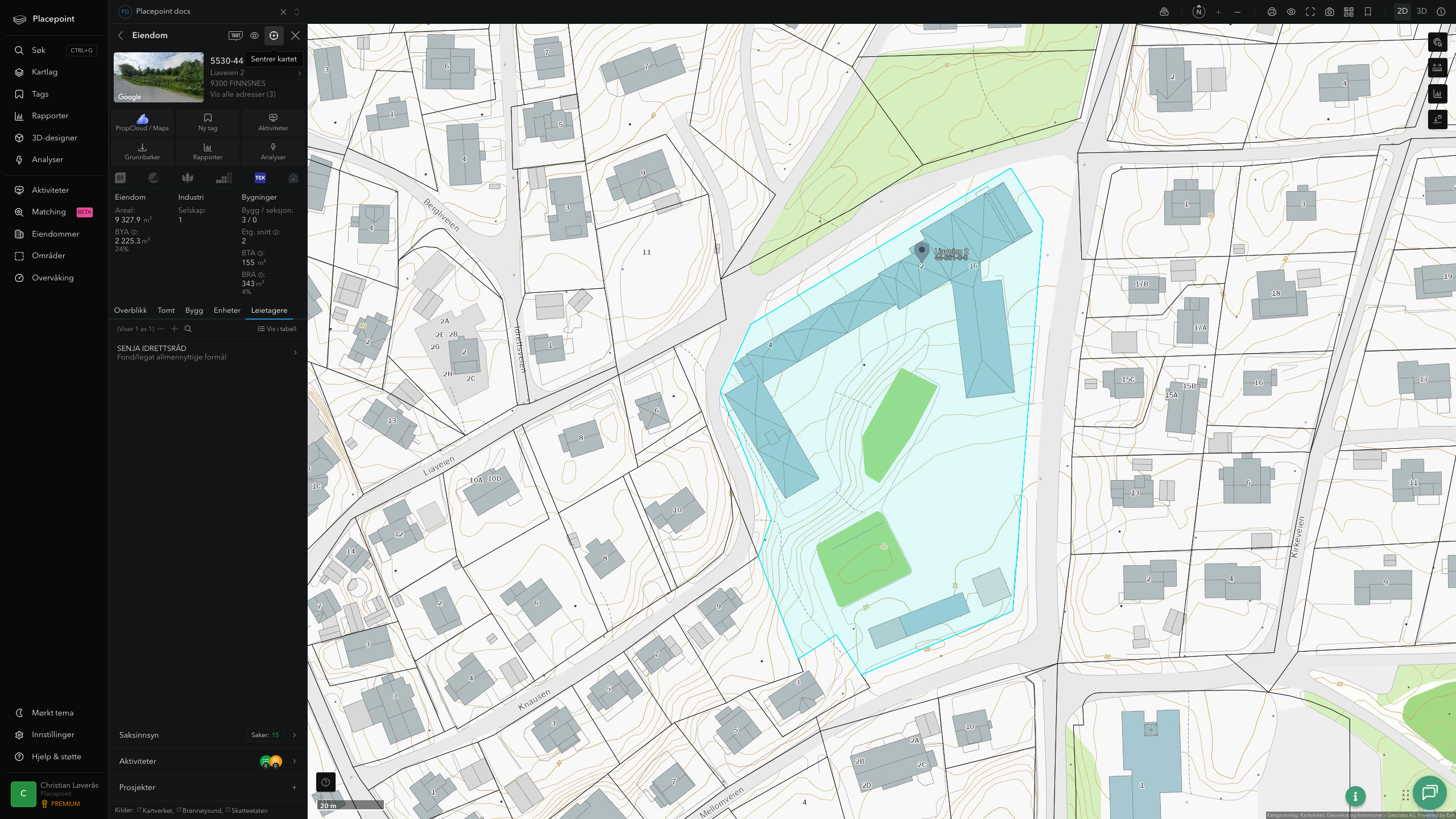 Eiendomspanel for en av Senja kommunes eiendommer