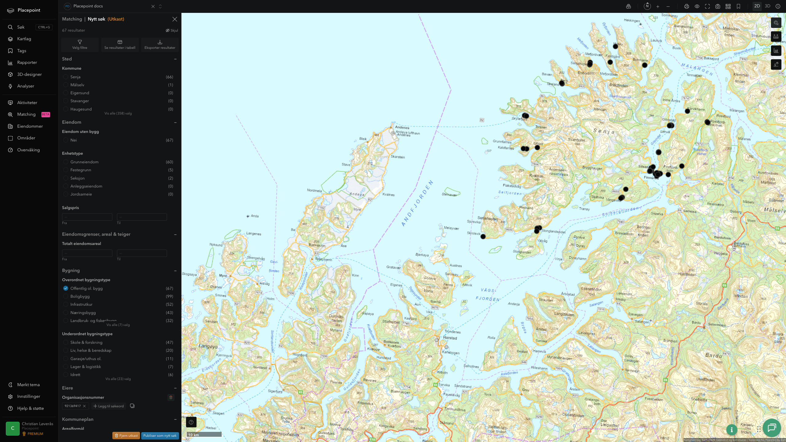 Matching-resultat for Senja kommune