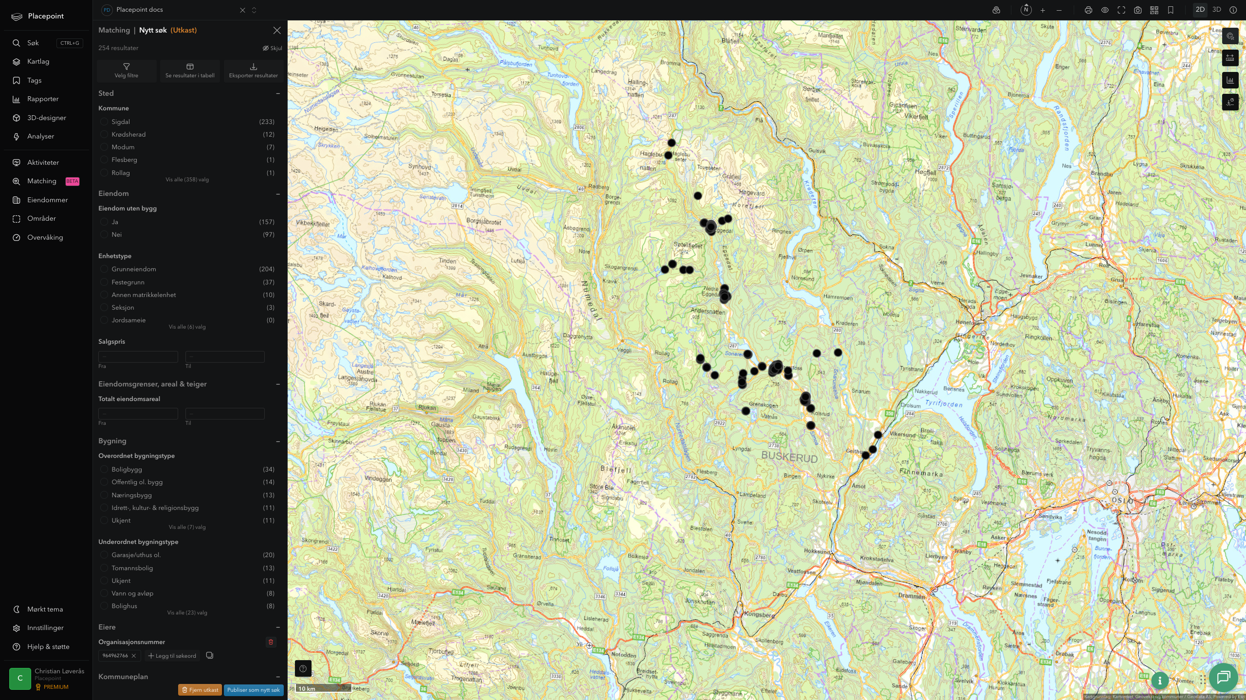 Matching-resultat for Sigdal kommune