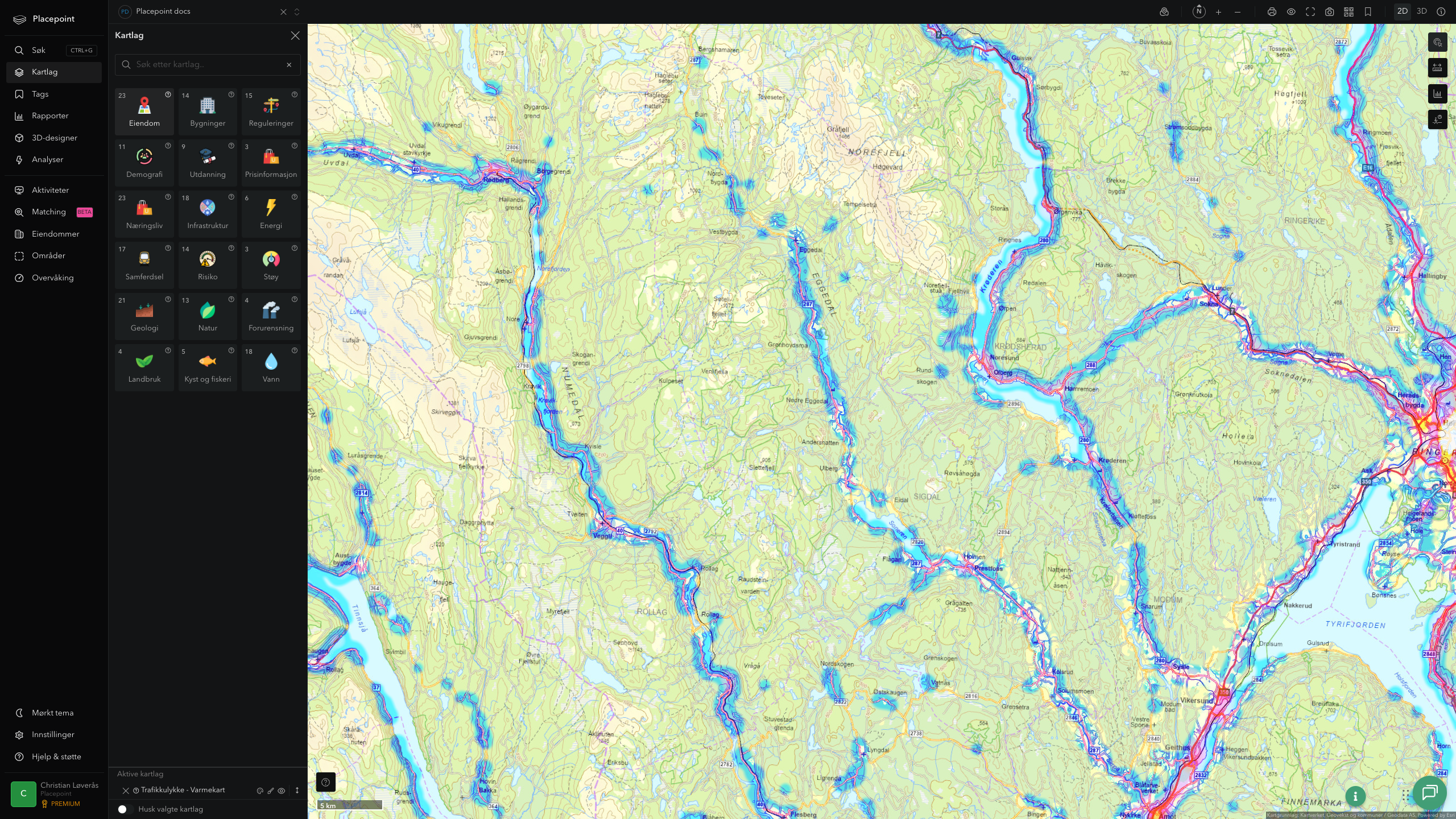Sigdal - trafikkulykker (varmekart)