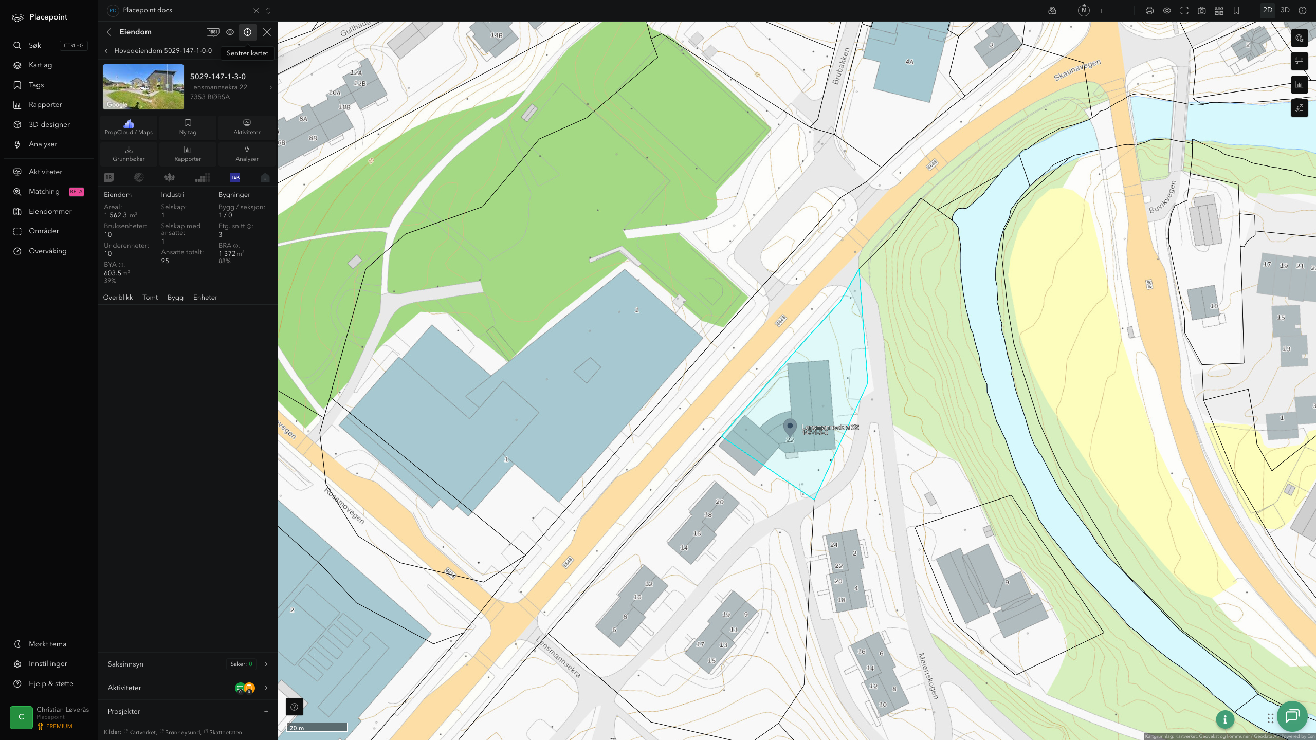 Eiendomspanel for en av Skaun kommunes eiendommer