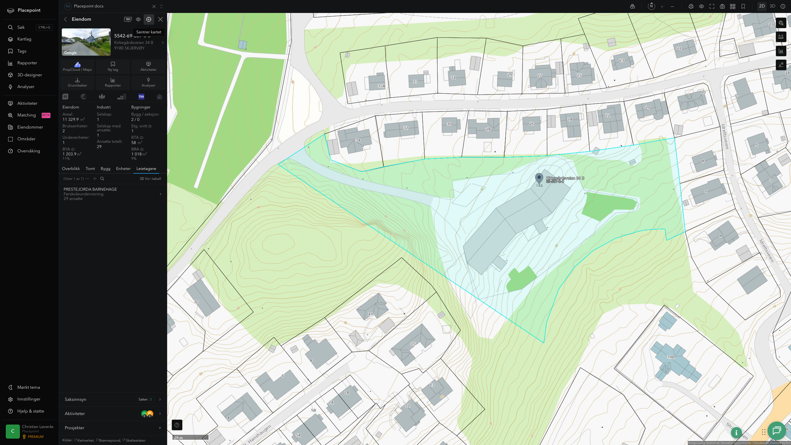 Eiendomspanel for en av Skjervøy kommunes eiendommer