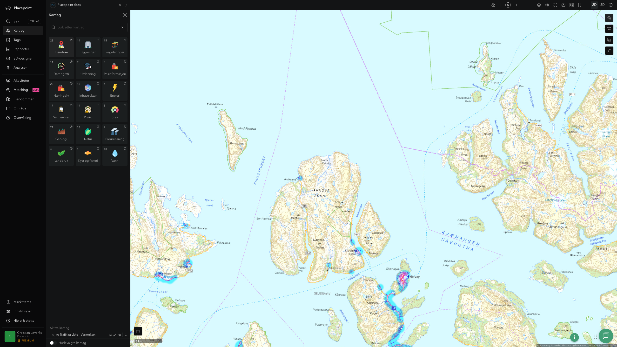 Skjervøy - trafikkulykker (varmekart)