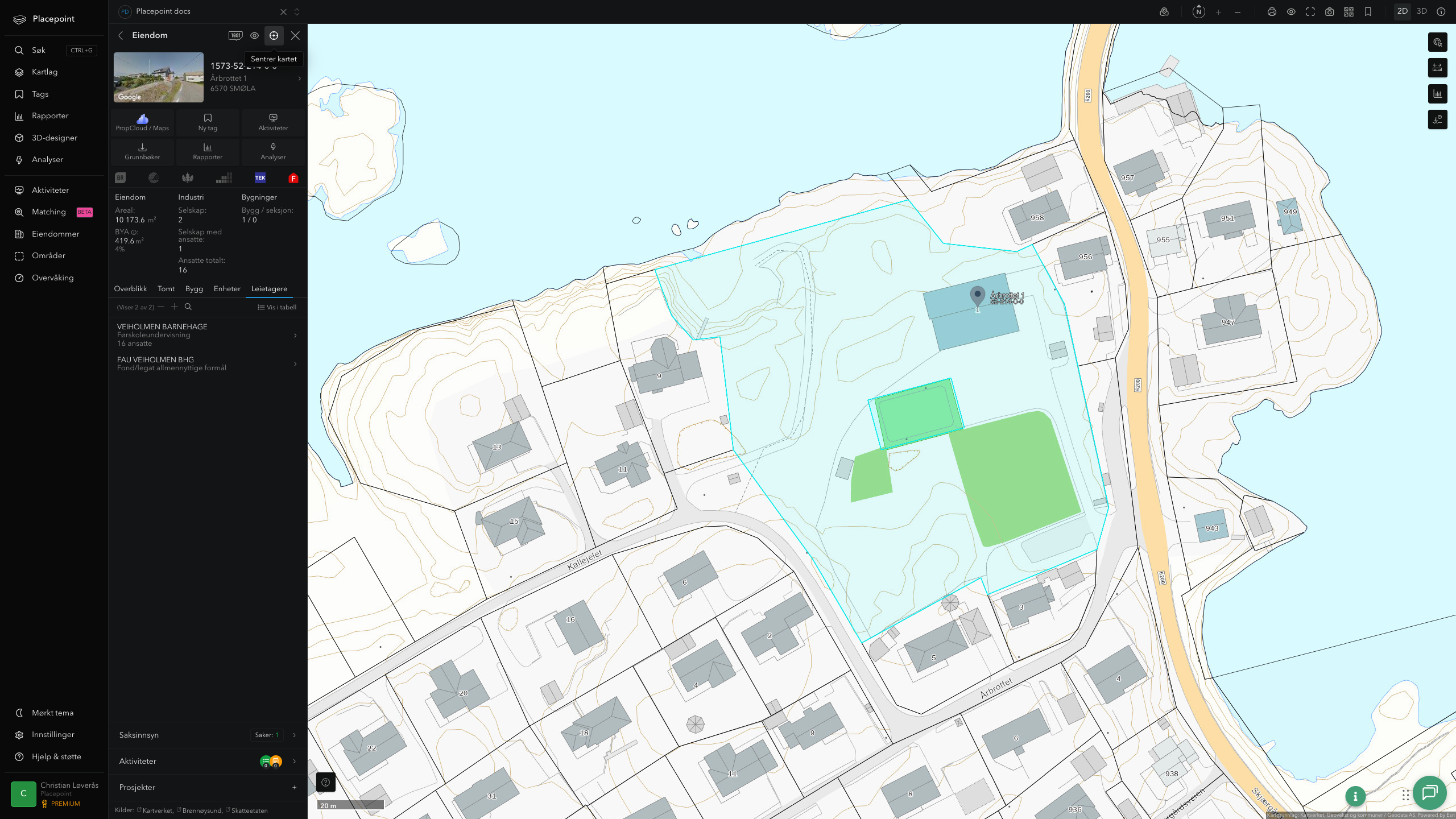 Eiendomspanel for en av Smøla kommunes eiendommer