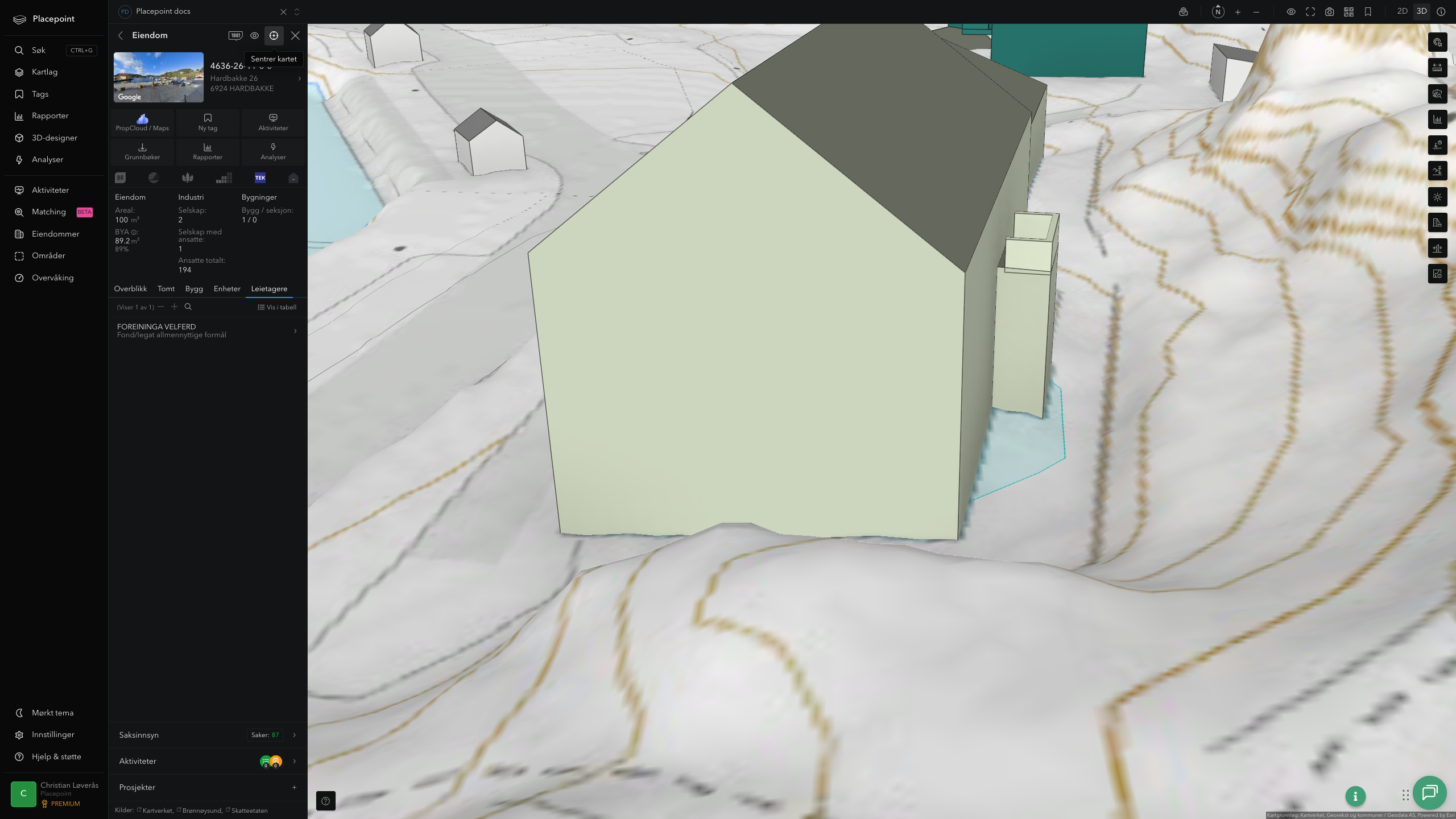 Et av kommunens bygg i 3D