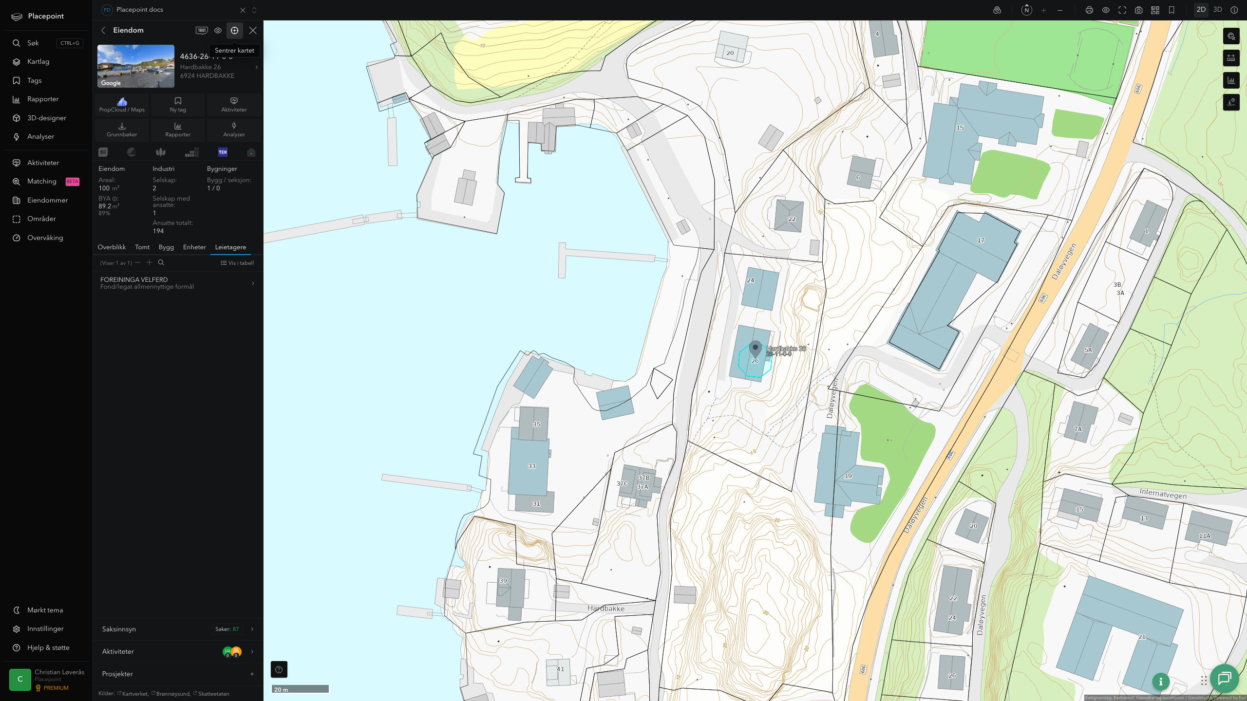 Eiendomspanel for en av Solund kommunes eiendommer