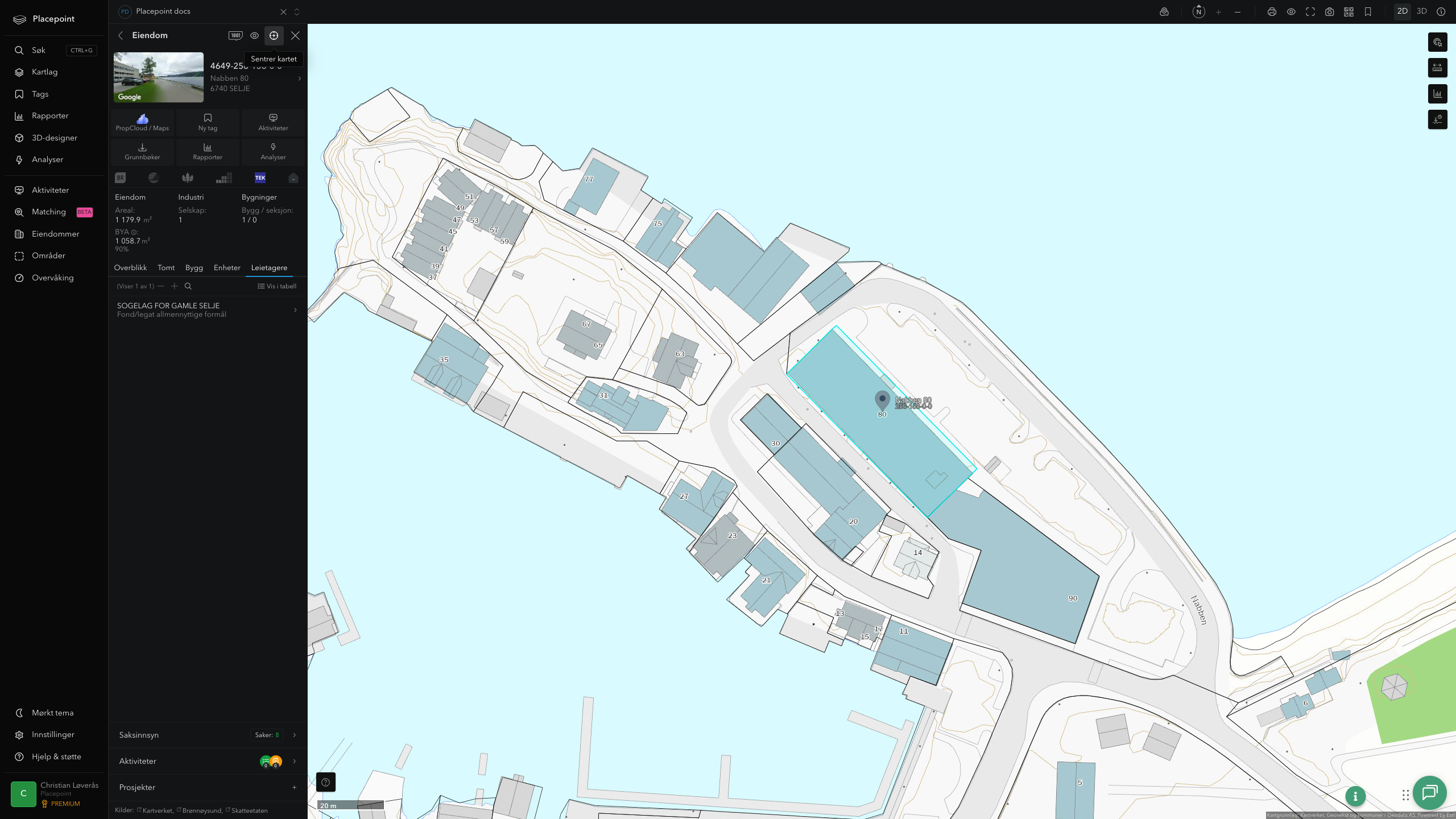 Eiendomspanel for en av Stad kommunes eiendommer