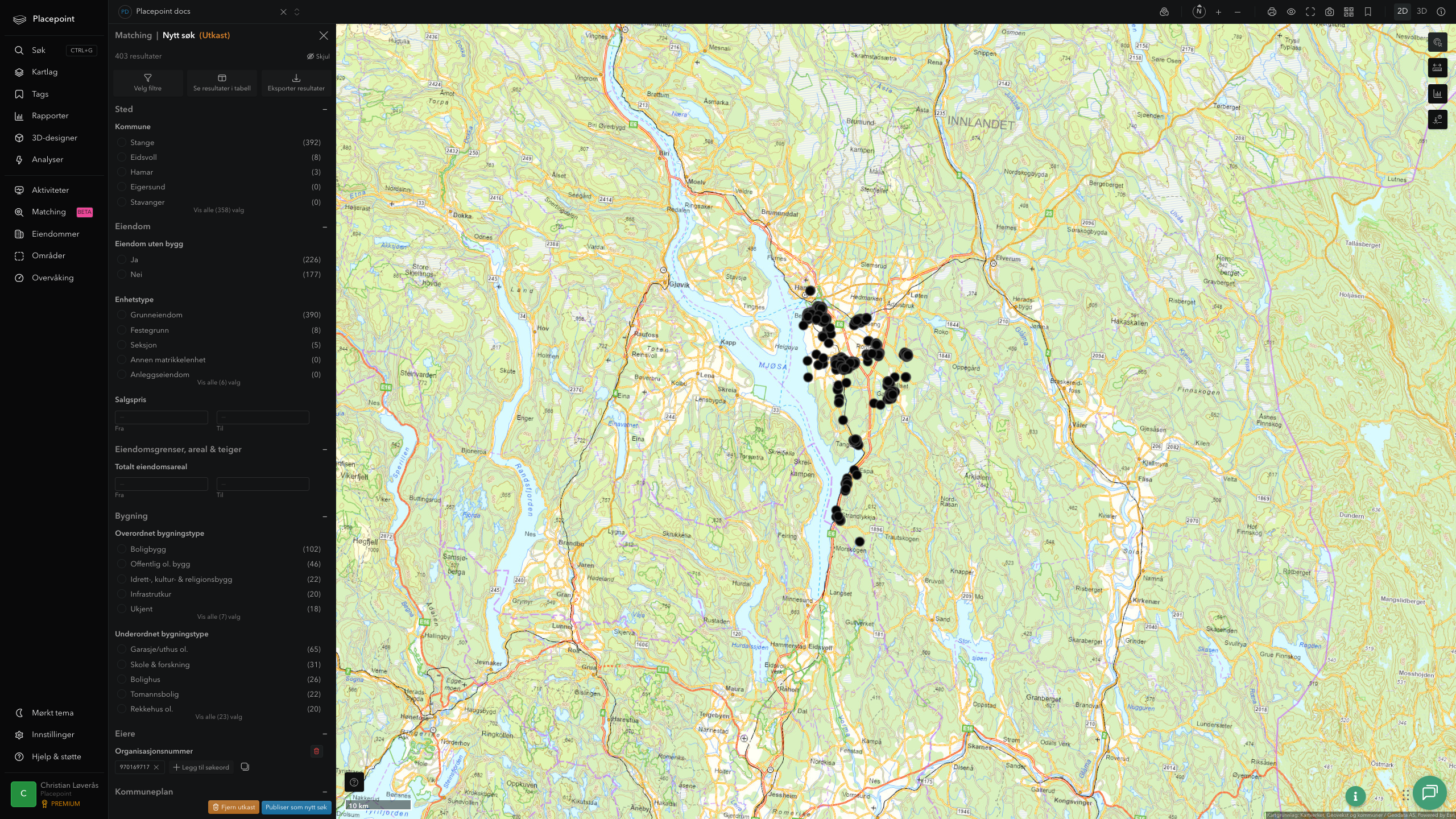 Matching-resultat for Stange kommune