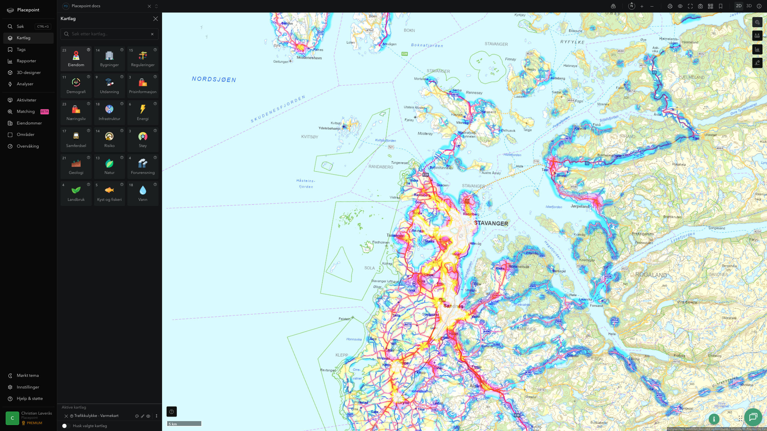Stavanger - trafikkulykker (varmekart)