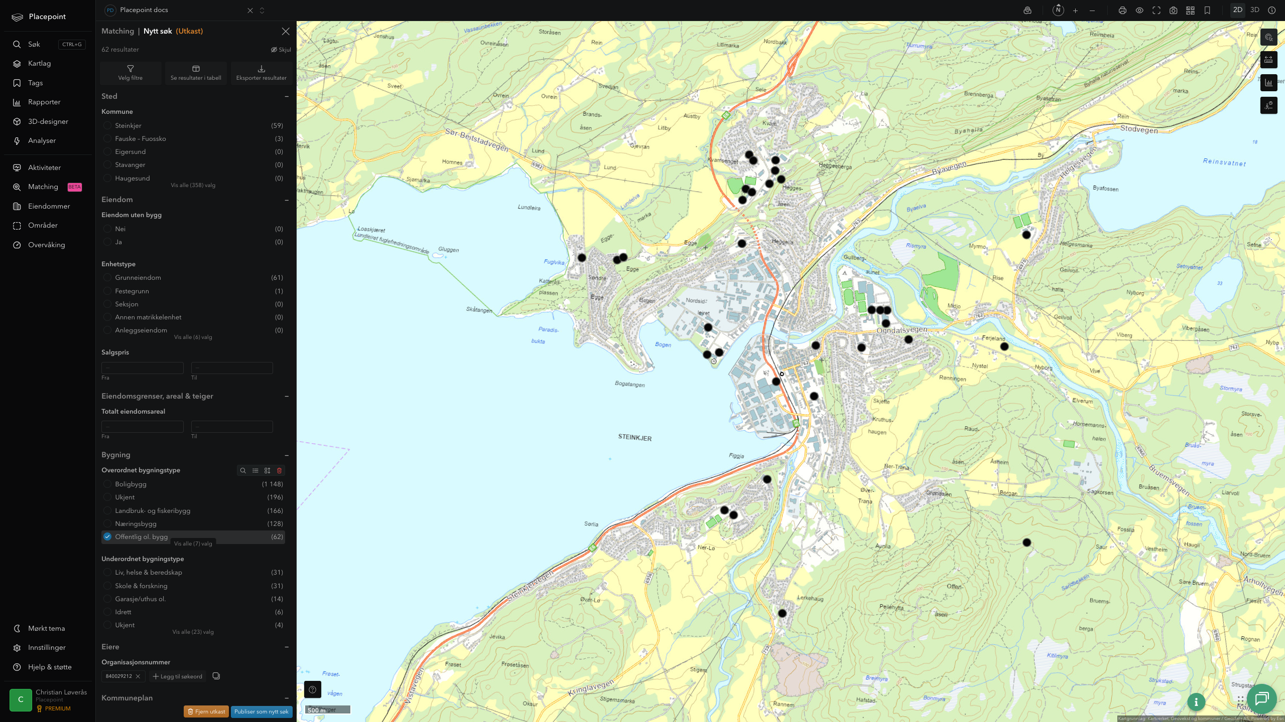 Steinkjer - offentlige bygg, sentrumsnært