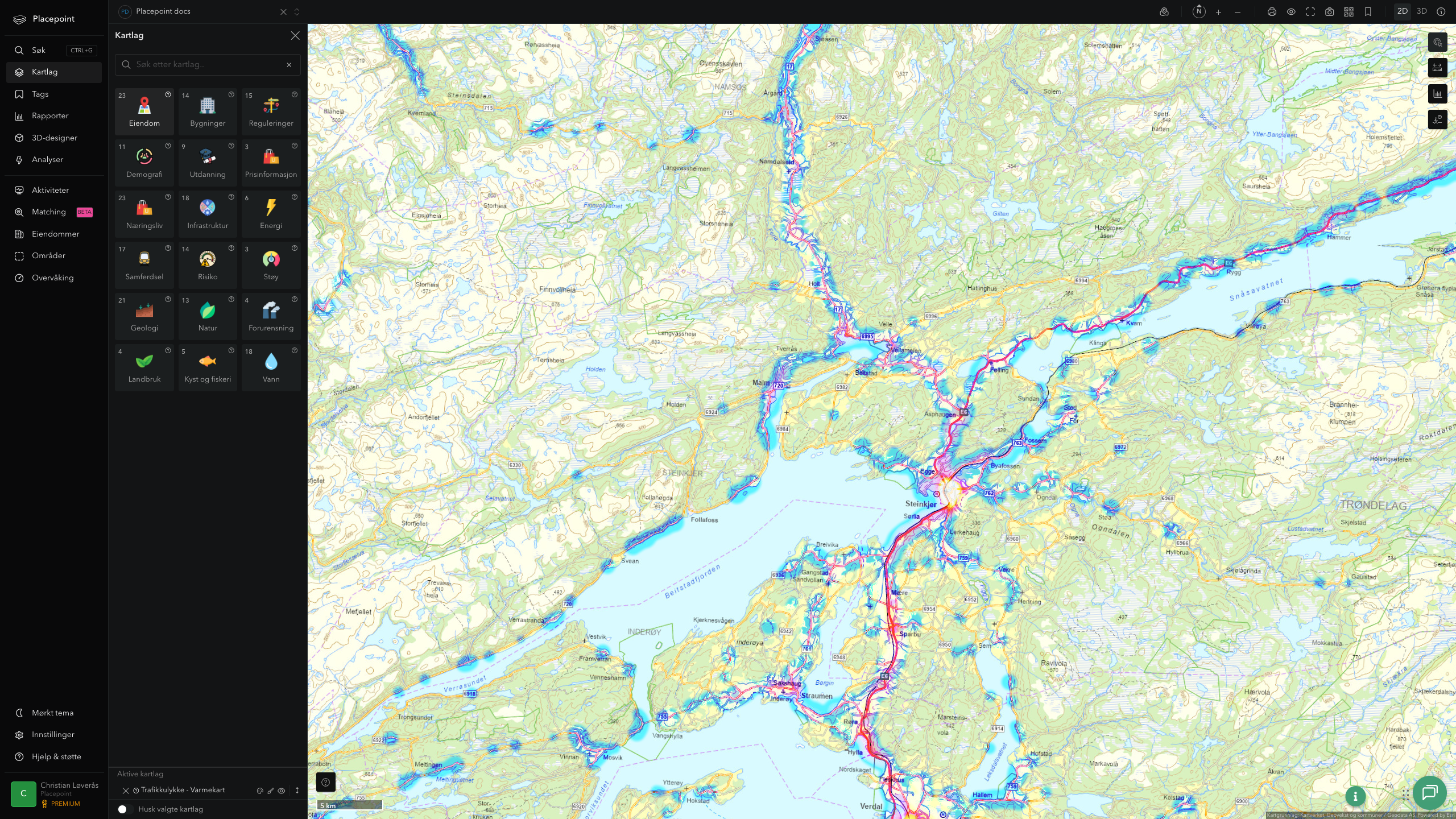 Steinkjer - trafikkulykker (varmekart)