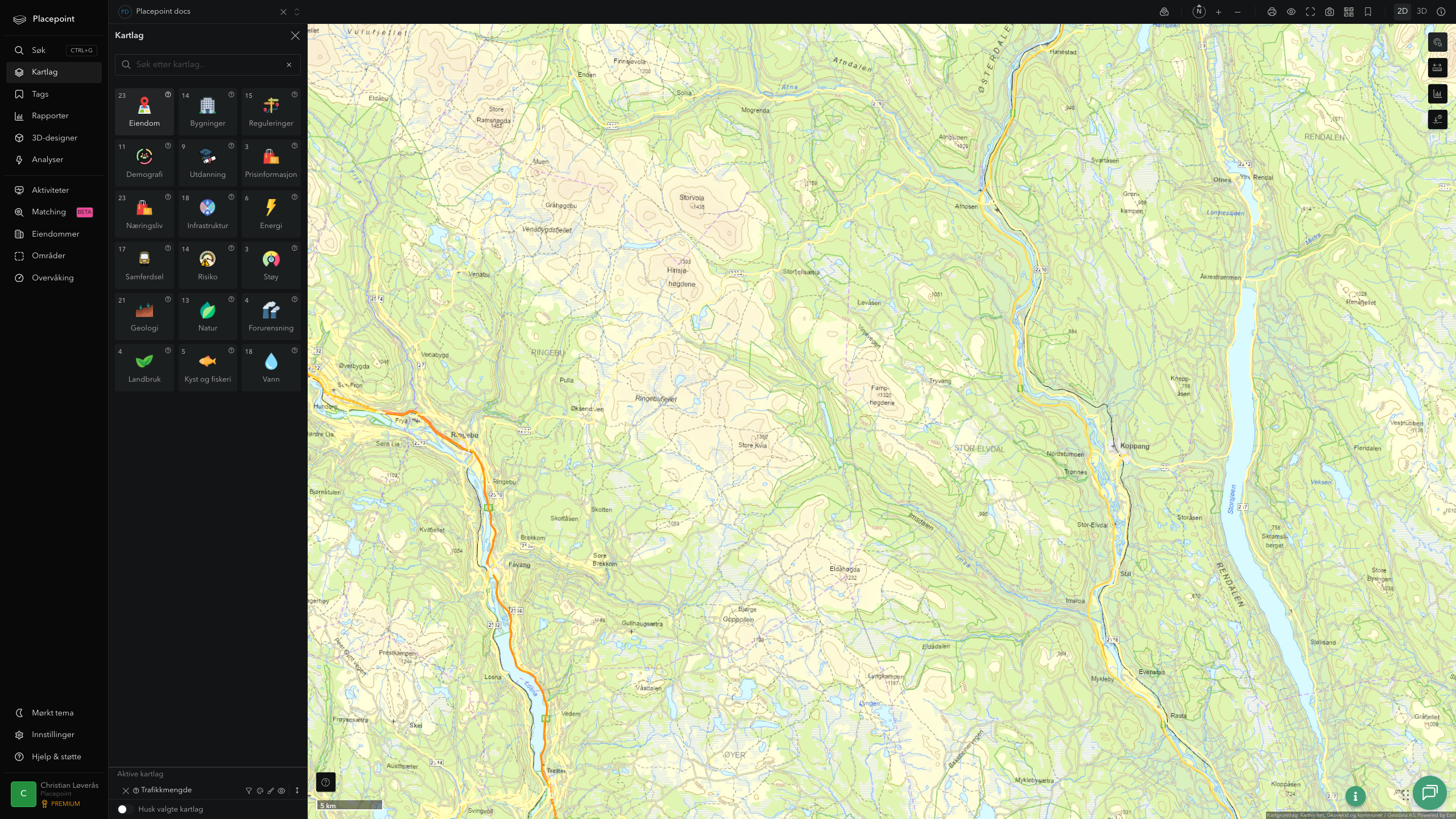 Stor-Elvdal - trafikkmengde (ÅDT)