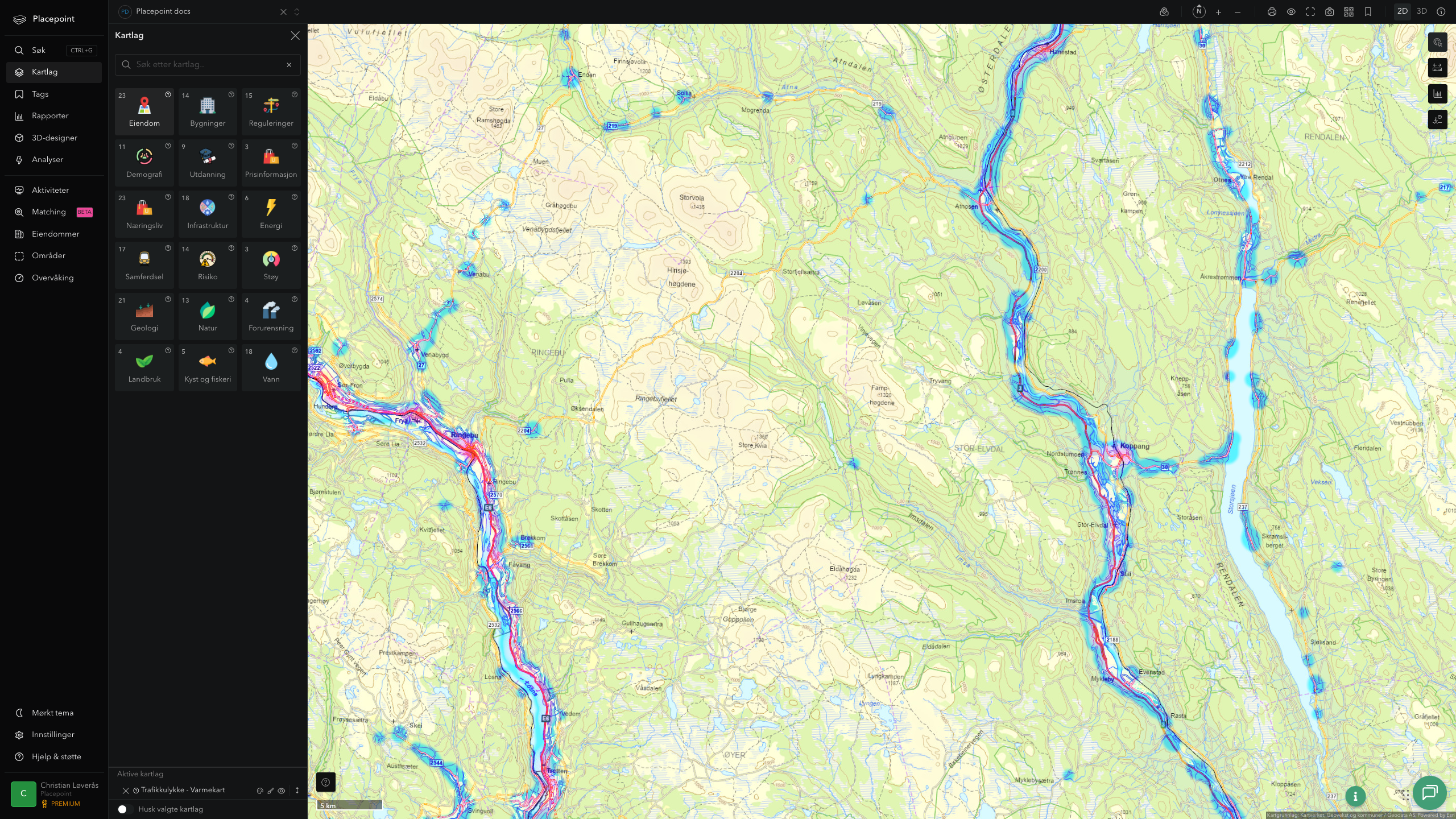 Stor-Elvdal - trafikkulykker (varmekart)