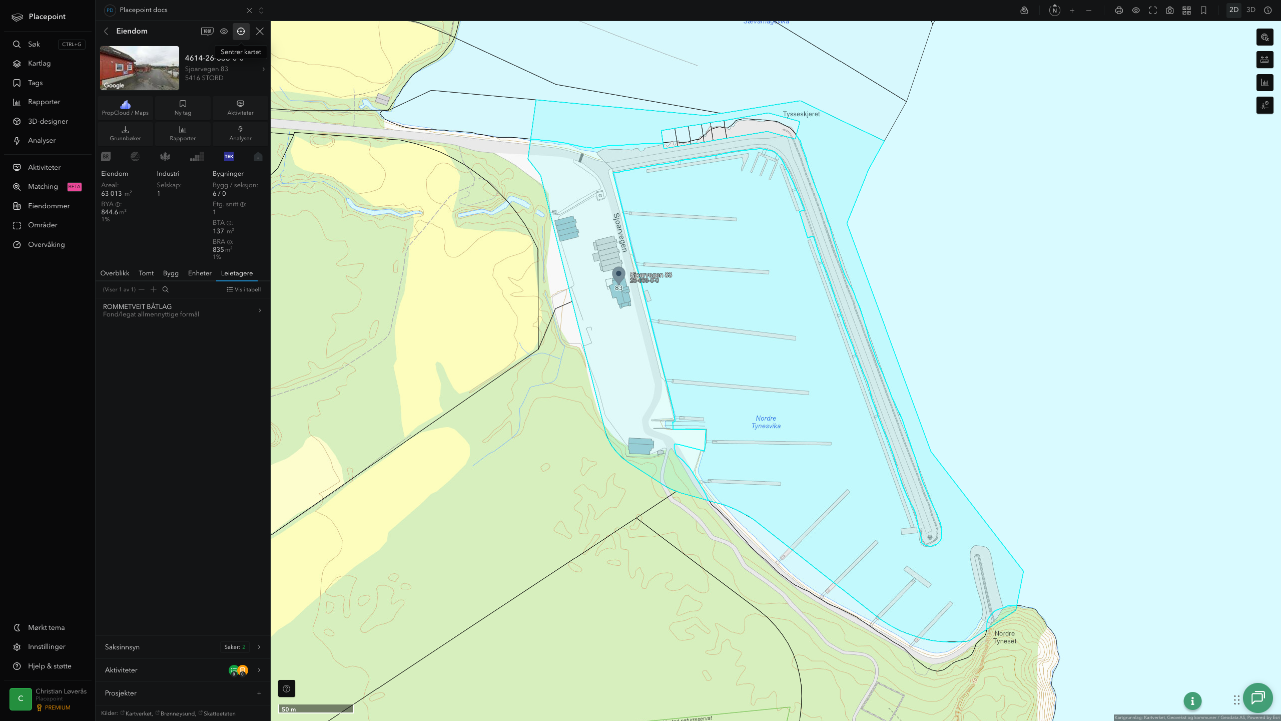 Eiendomspanel for en av Stord kommunes eiendommer