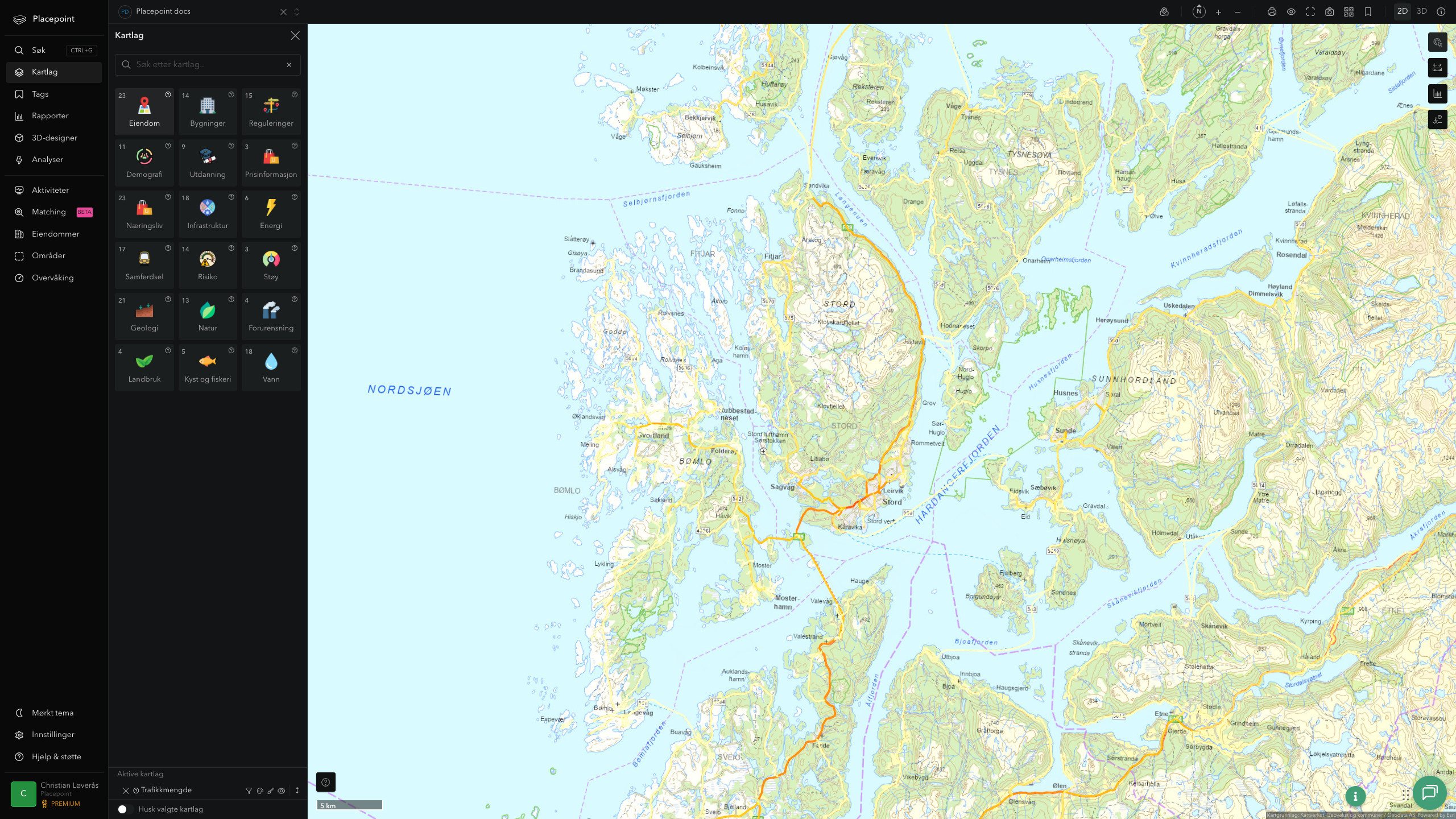 Stord - trafikkmengde (ÅDT)