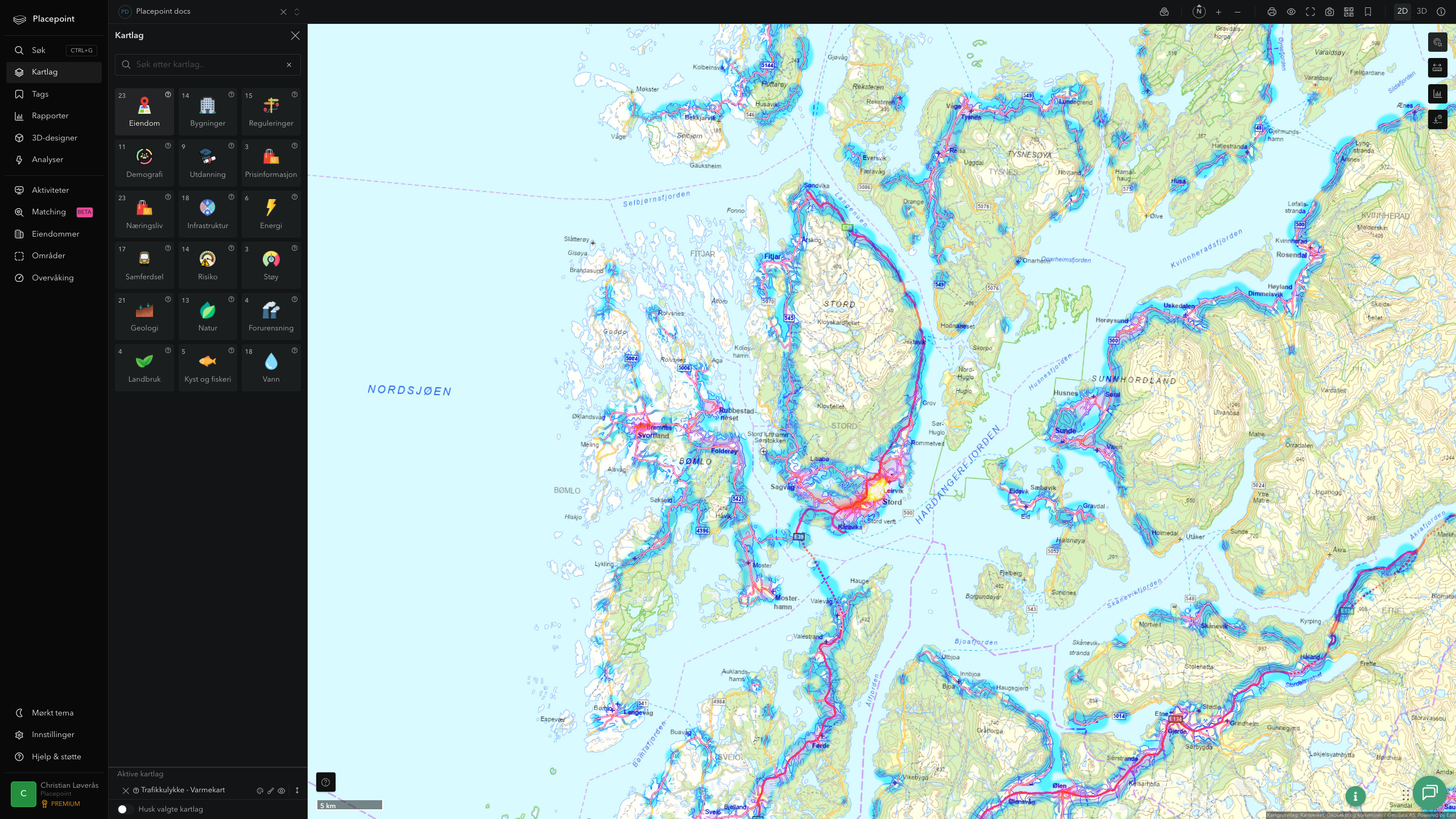 Stord - trafikkulykker (varmekart)