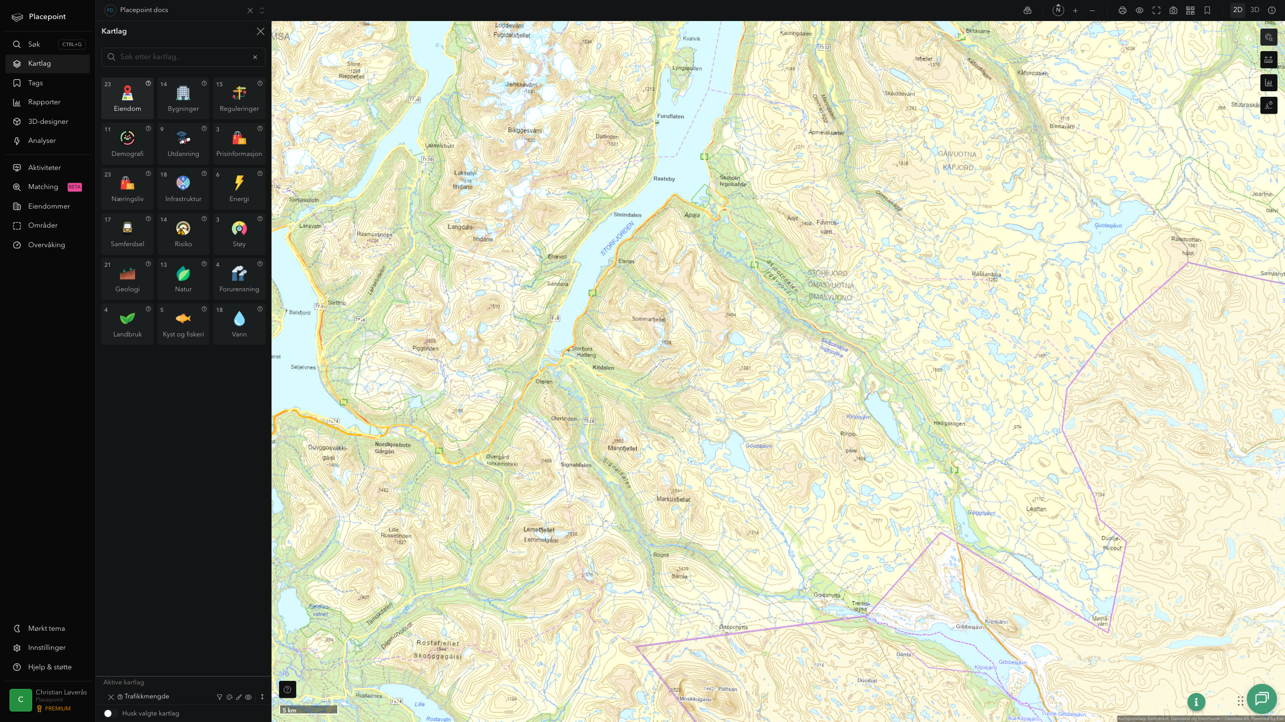 Storfjord - trafikkmengde (ÅDT)
