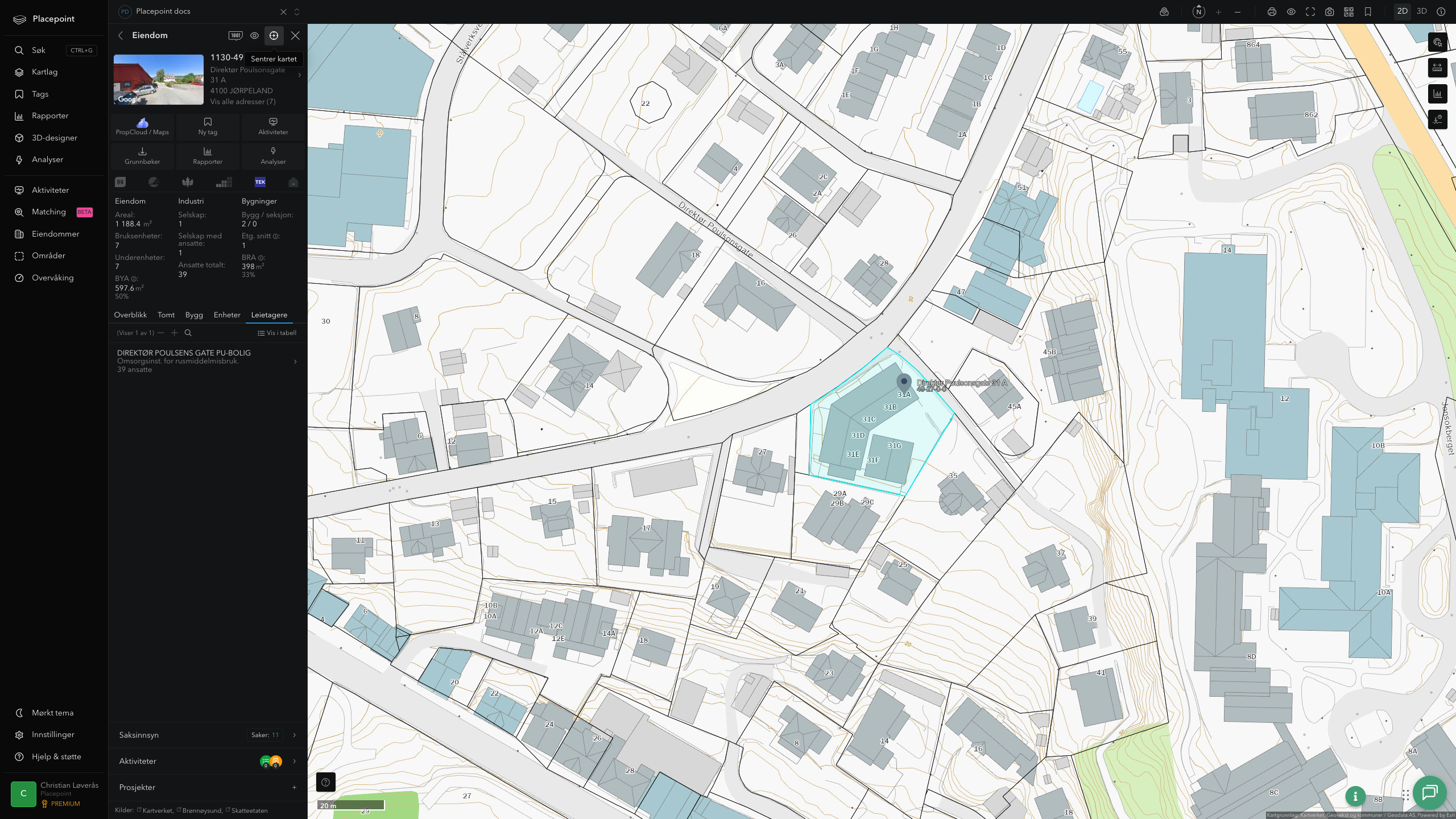 Eiendomspanel for en av Strand kommunes eiendommer