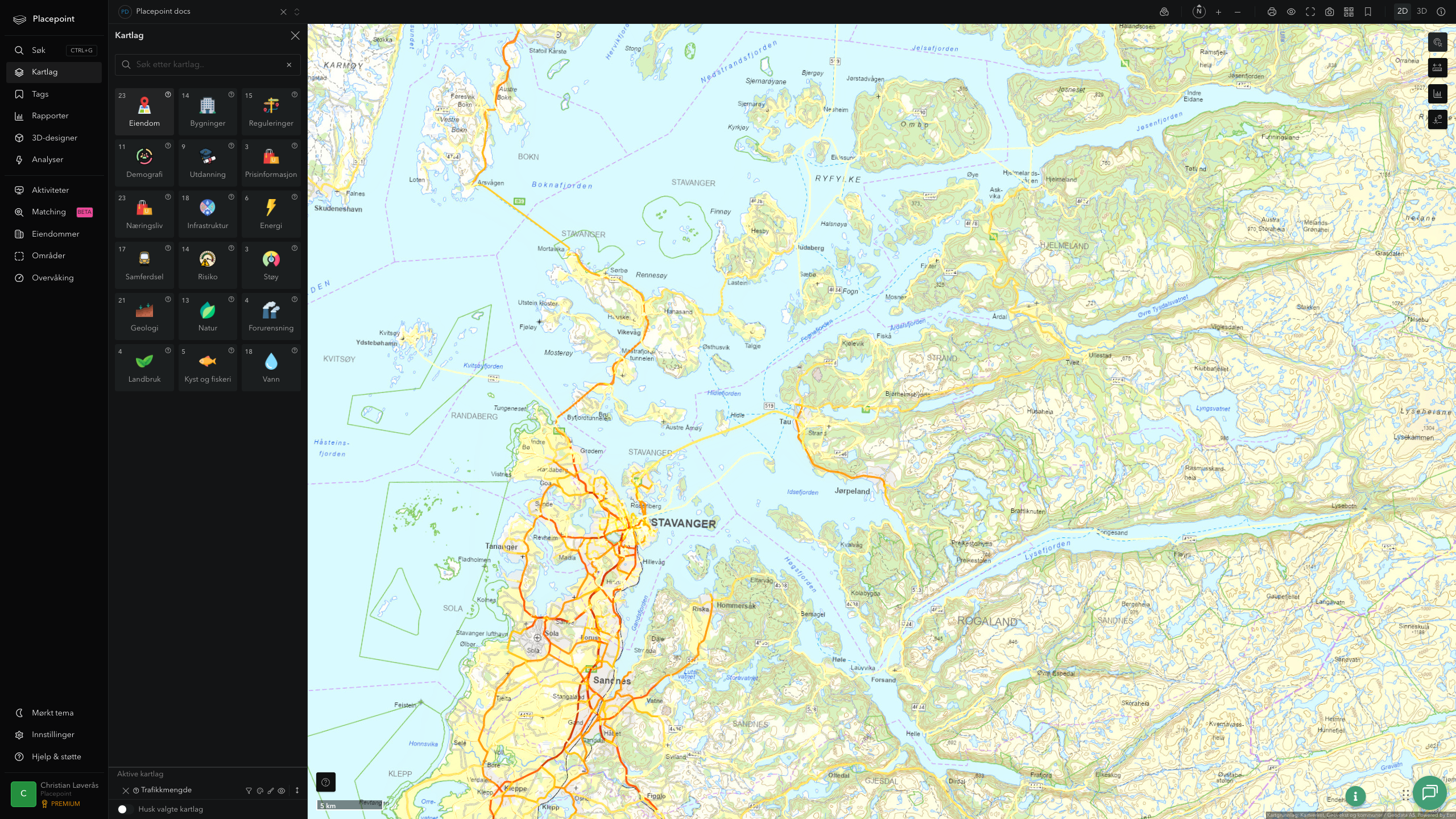 Strand - trafikkmengde (ÅDT)