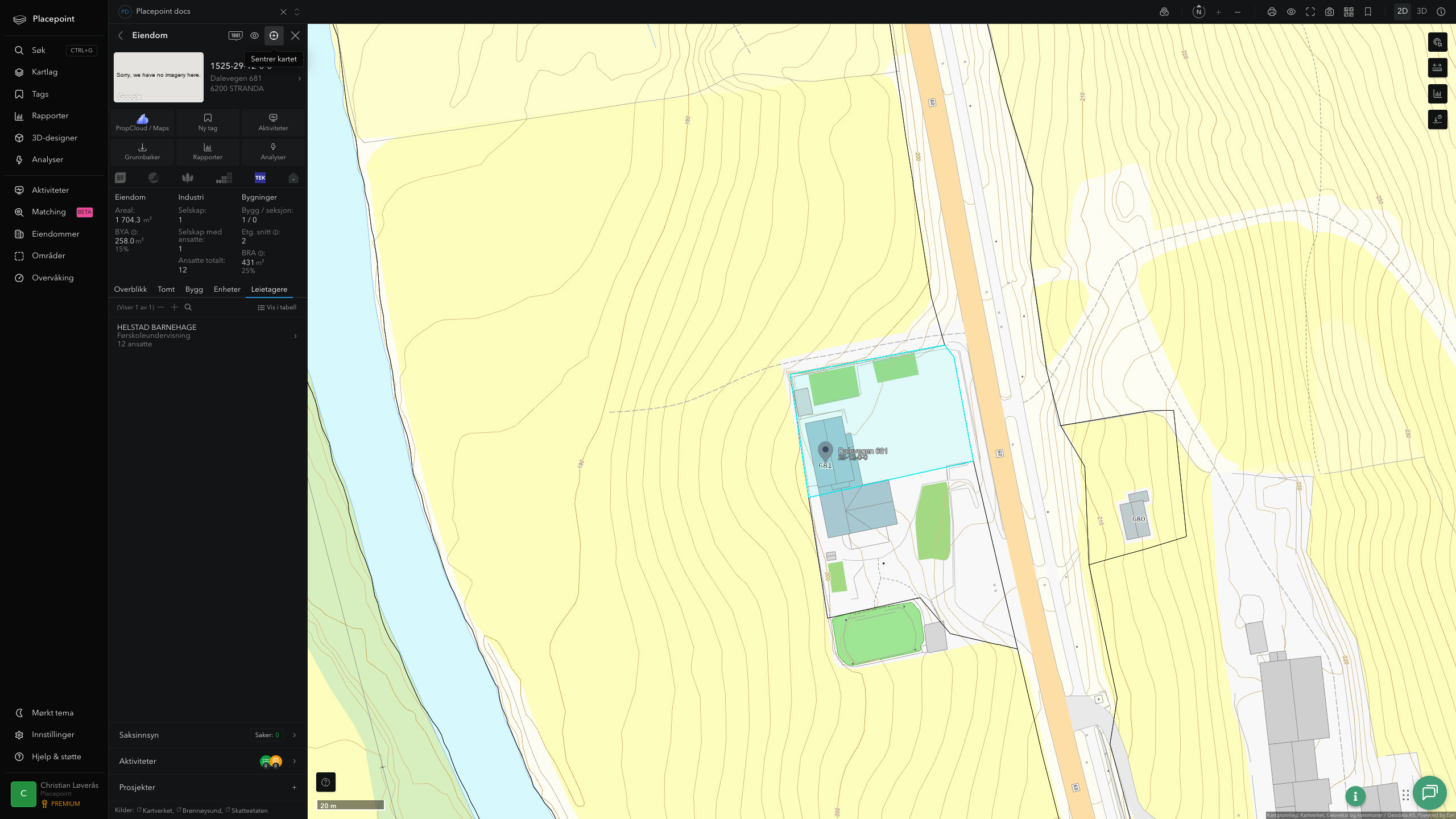 Eiendomspanel for en av Stranda kommunes eiendommer