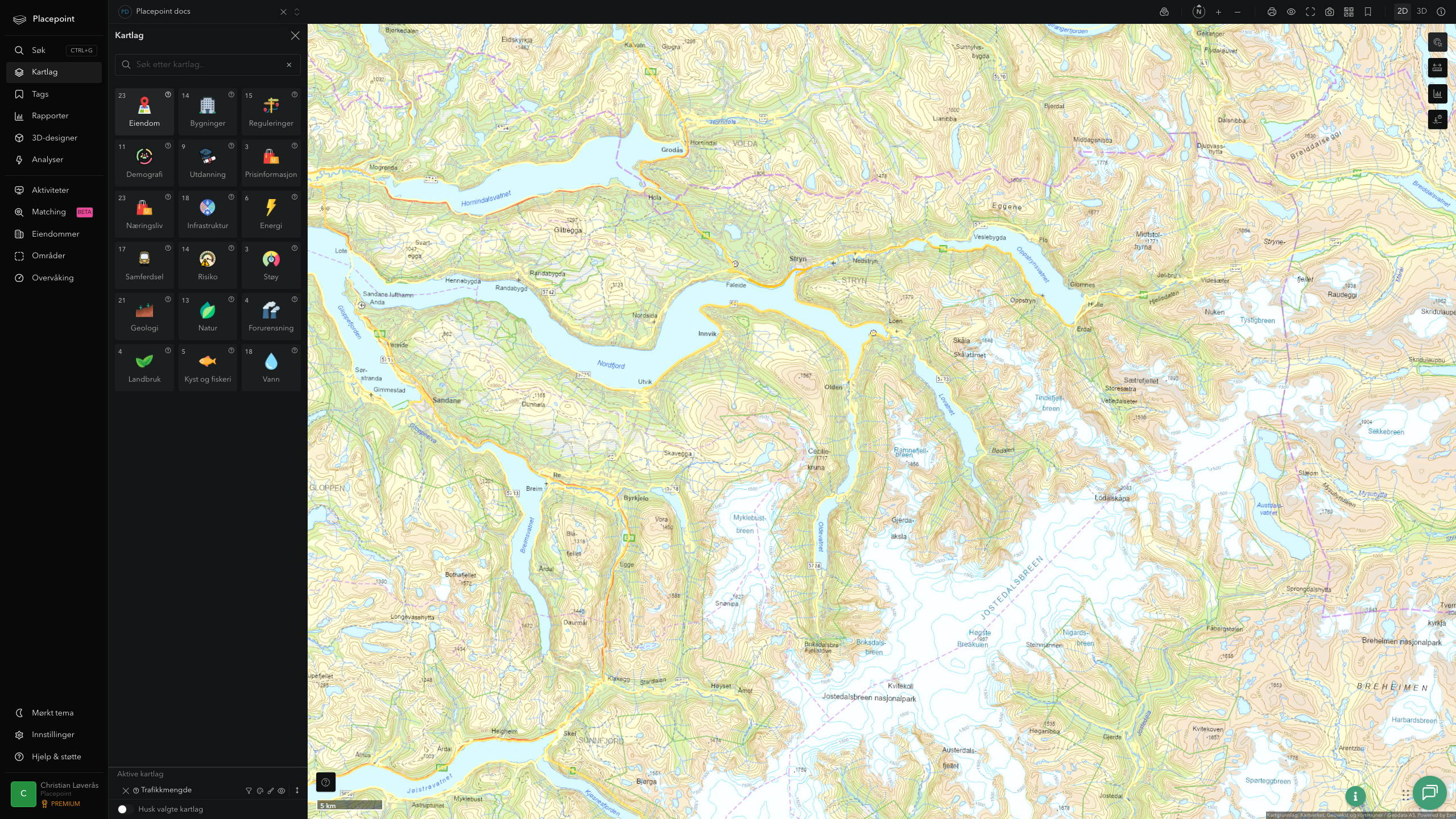 Stryn - trafikkmengde (ÅDT)