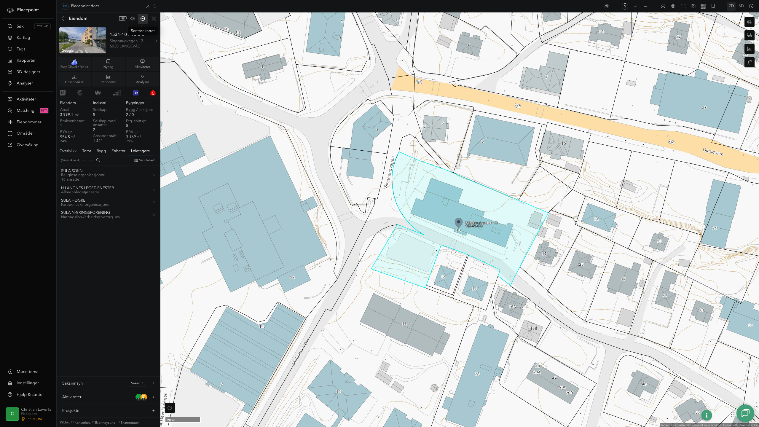 Eiendomspanel for en av Sula kommunes eiendommer