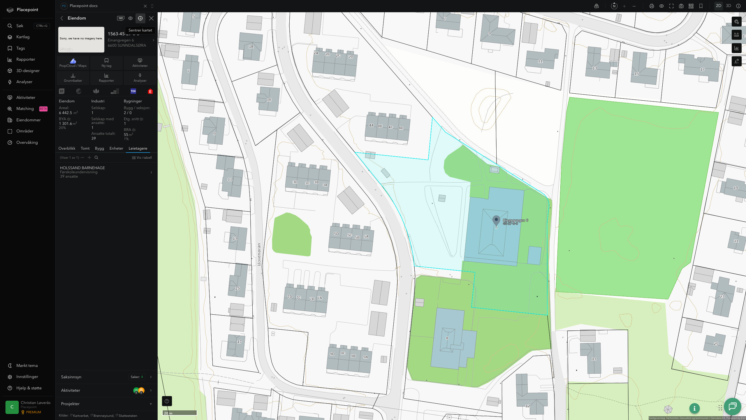Eiendomspanel for en av Sunndal kommunes eiendommer