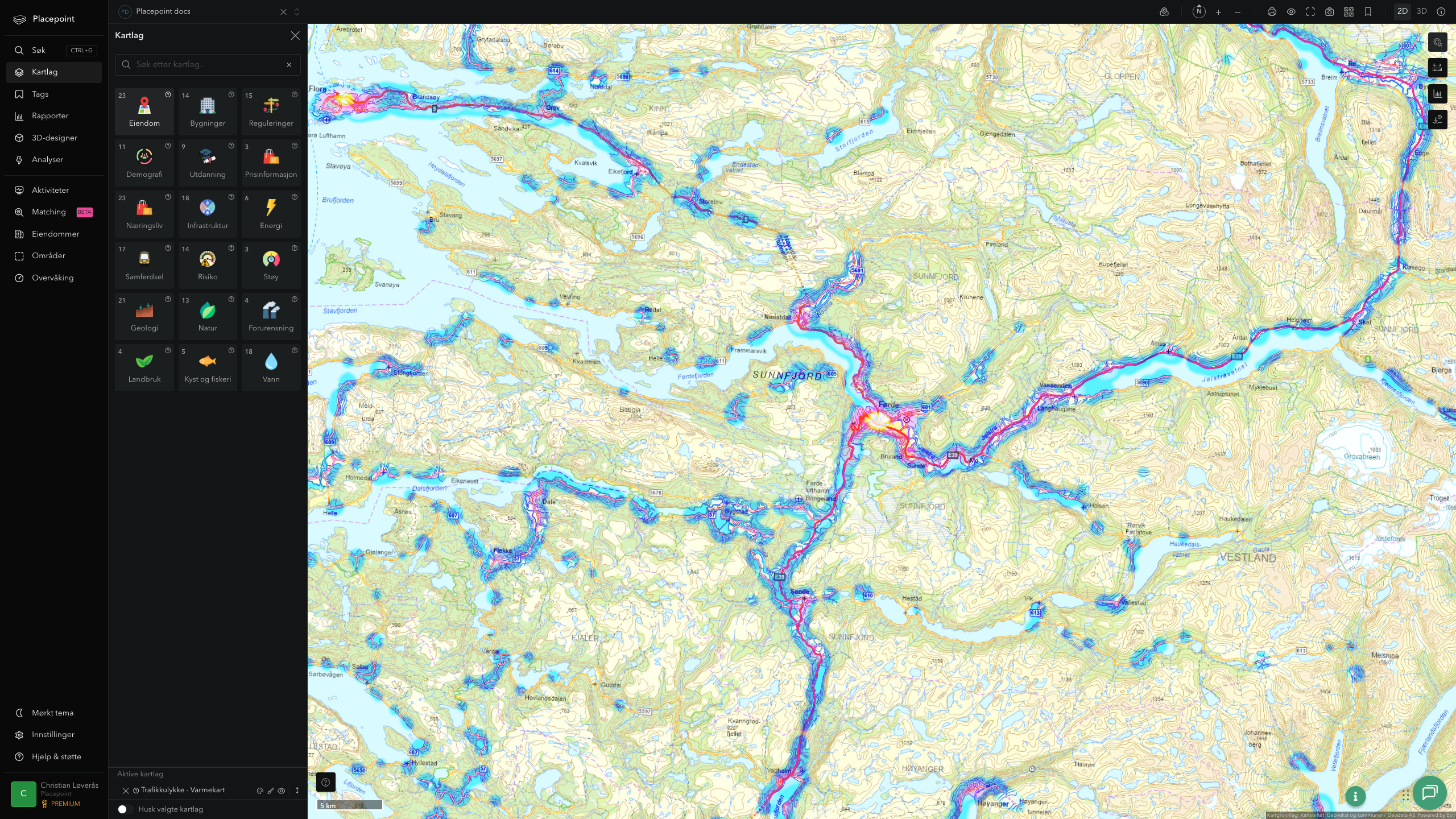 Sunnfjord - trafikkulykker (varmekart)