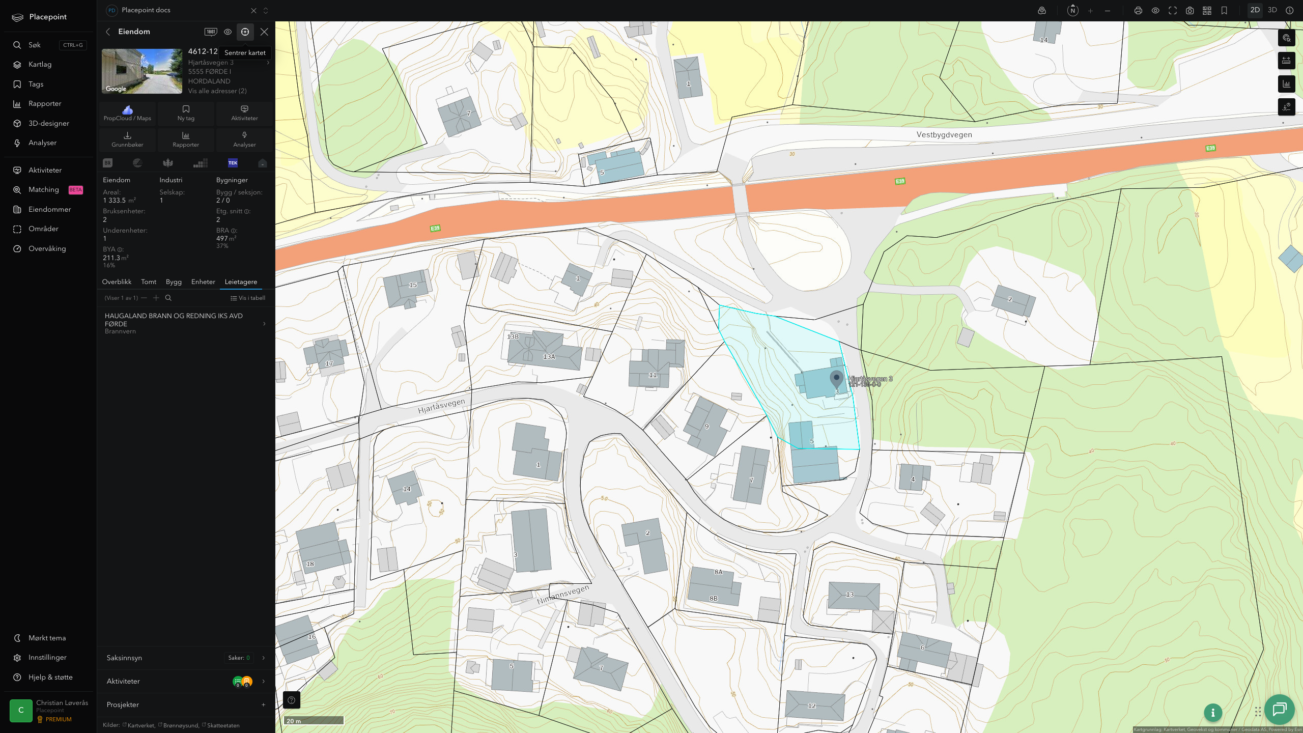 Eiendomspanel for en av Sveio kommunes eiendommer