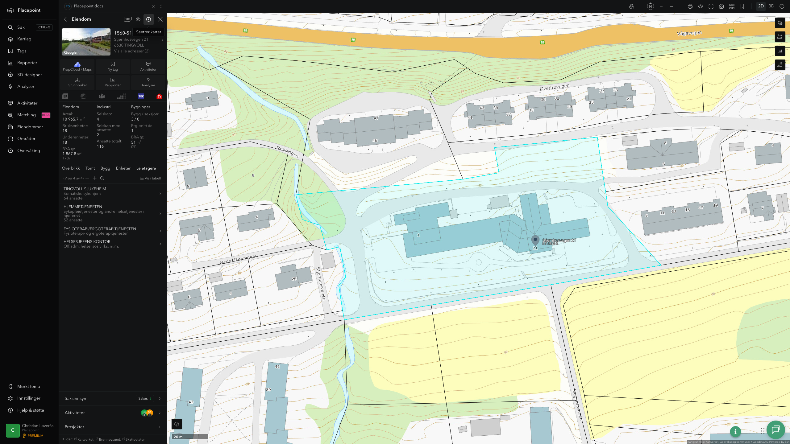 Eiendomspanel for en av Tingvoll kommunes eiendommer