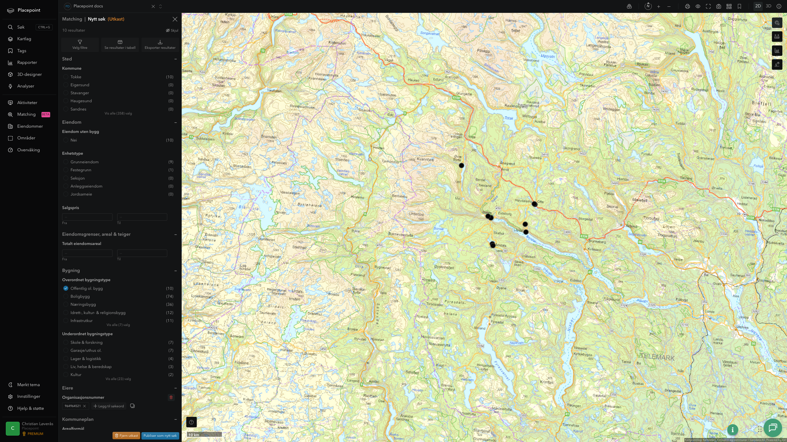 Matching-resultat for Tokke kommune