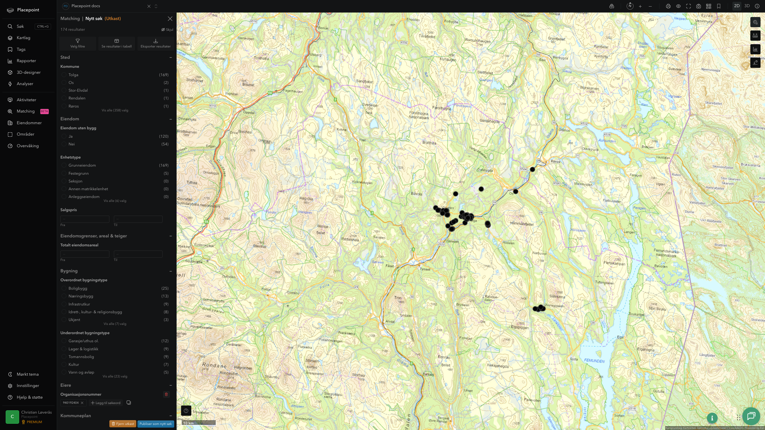 Matching-resultat for Tolga kommune