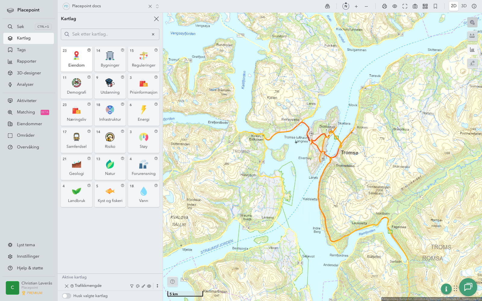 Tromsø - trafikkmengde (ÅDT)