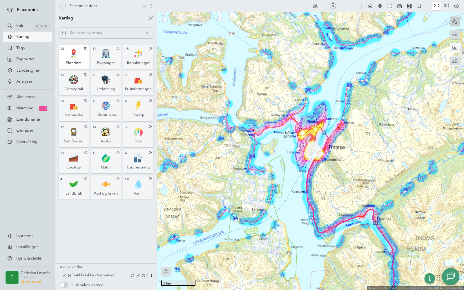 Tromsø - trafikkulykker (varmekart)