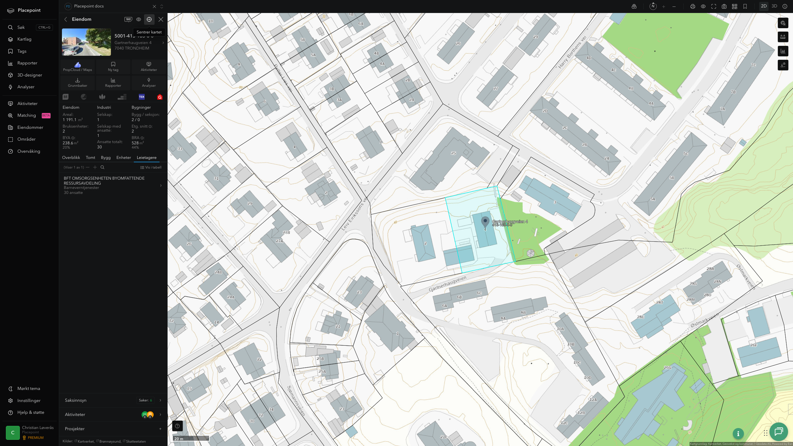 Eiendomspanel for en av Trondheim kommunes eiendommer