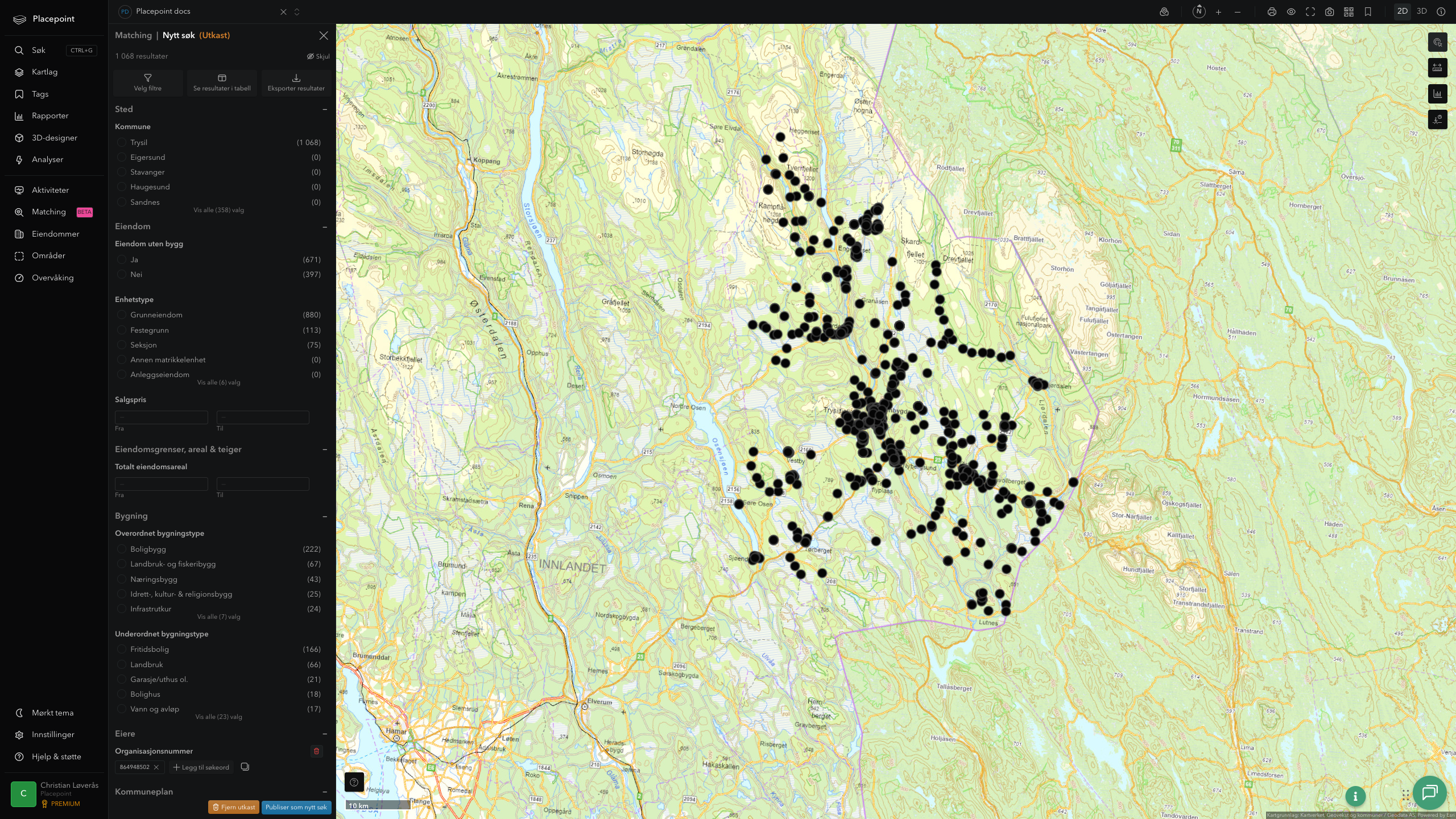 Matching-resultat for Trysil kommune