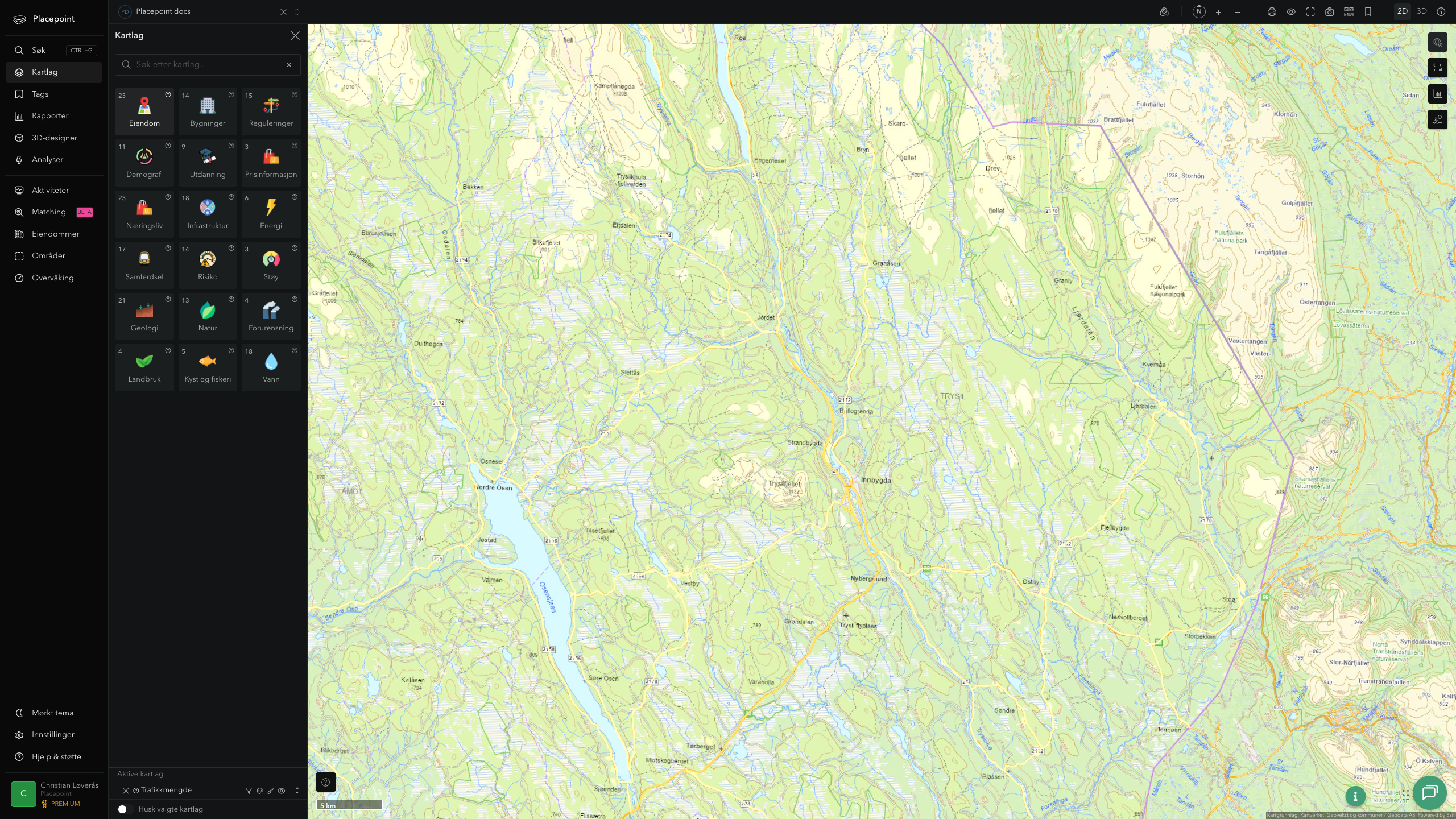 Trysil - trafikkmengde (ÅDT)